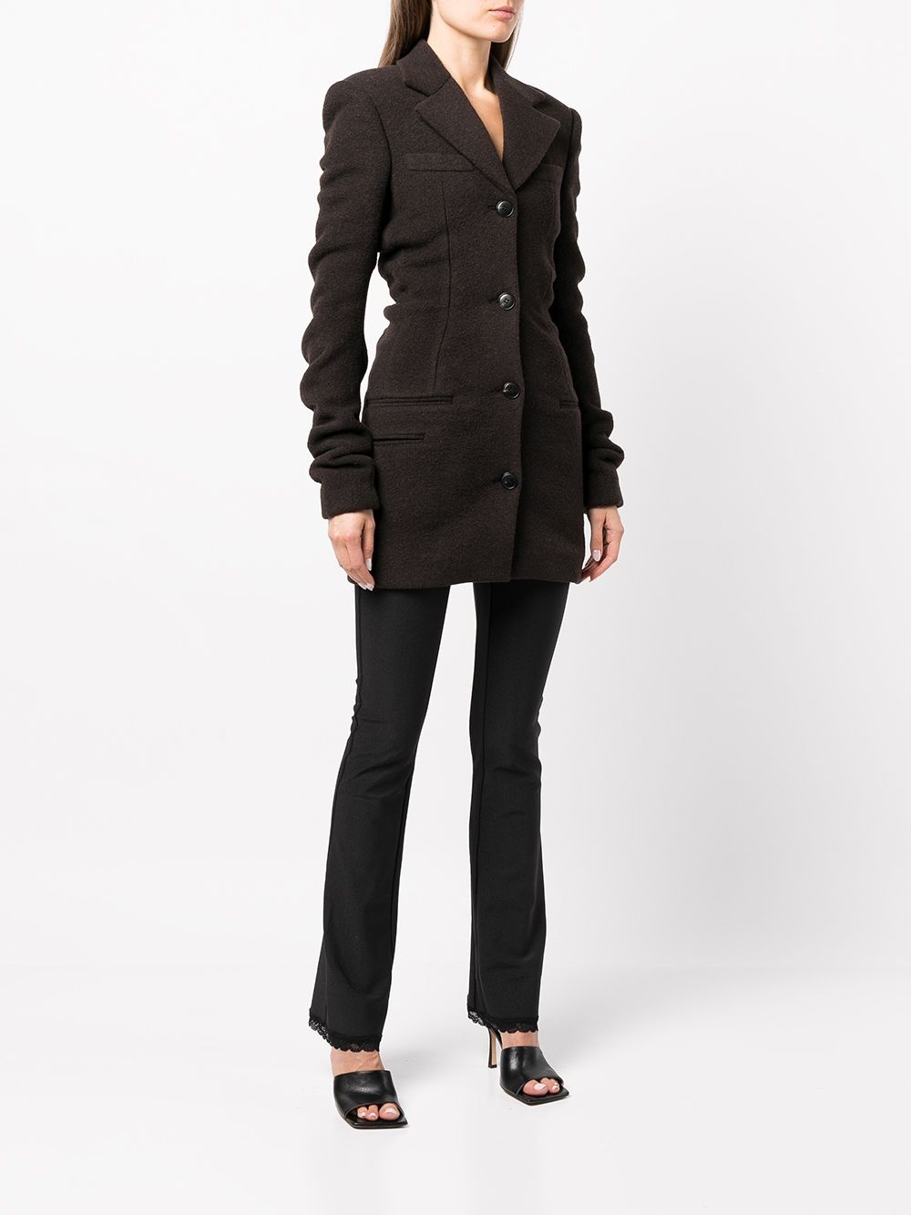 ruched sleeve wool-blend jacket - 3