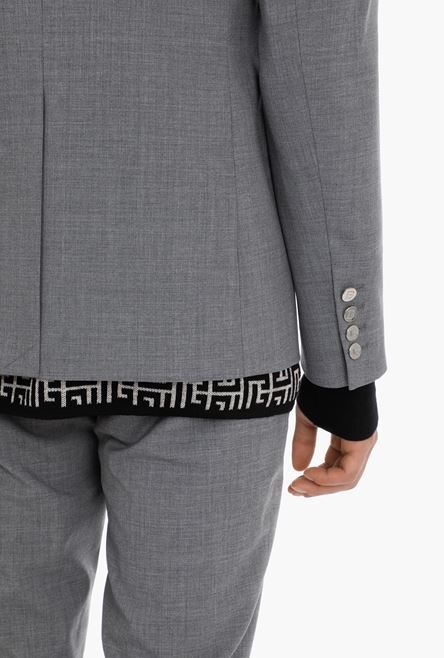 Gray wool blazer with silver-tone buttons - 9