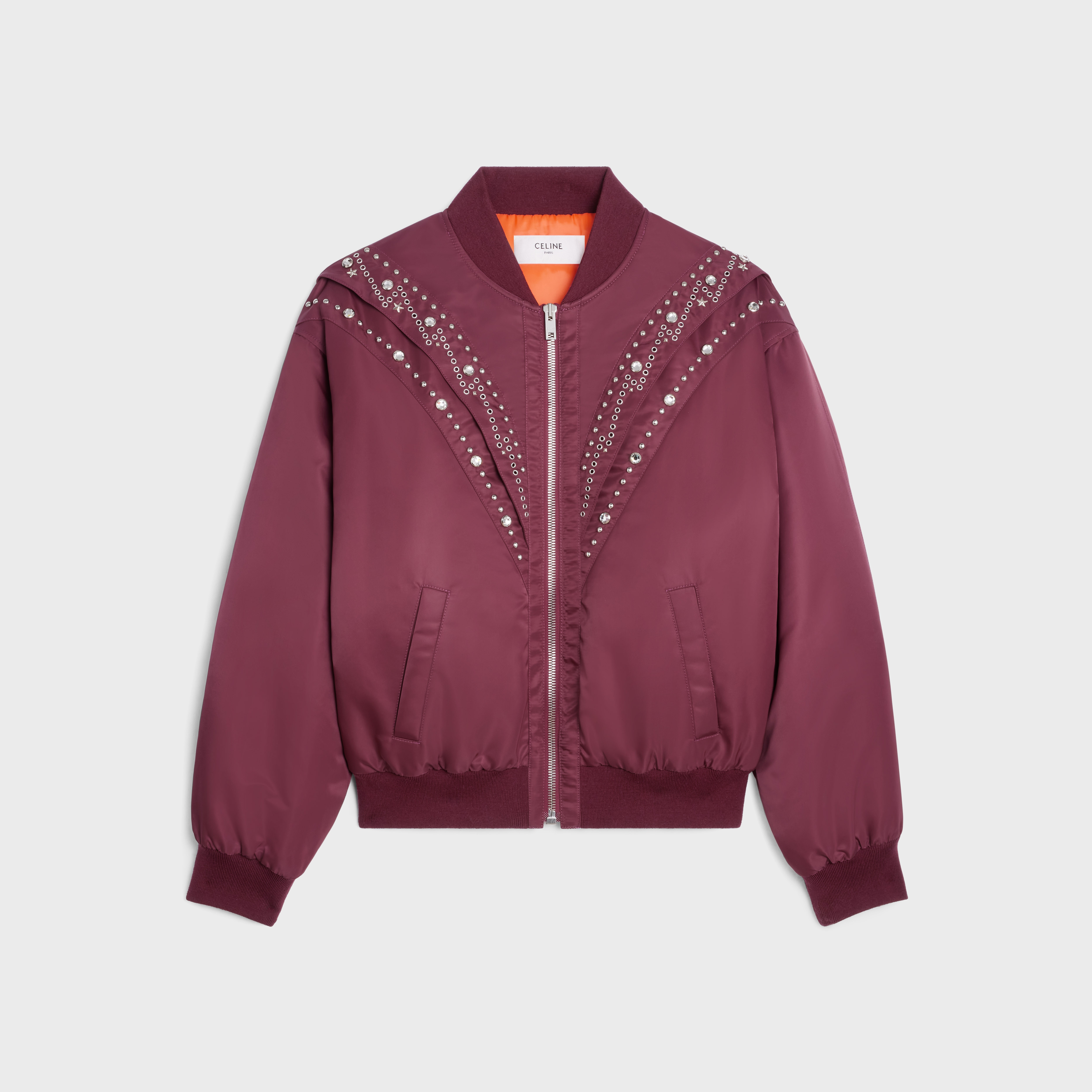 embroidered bomber jacket in nylon - 1