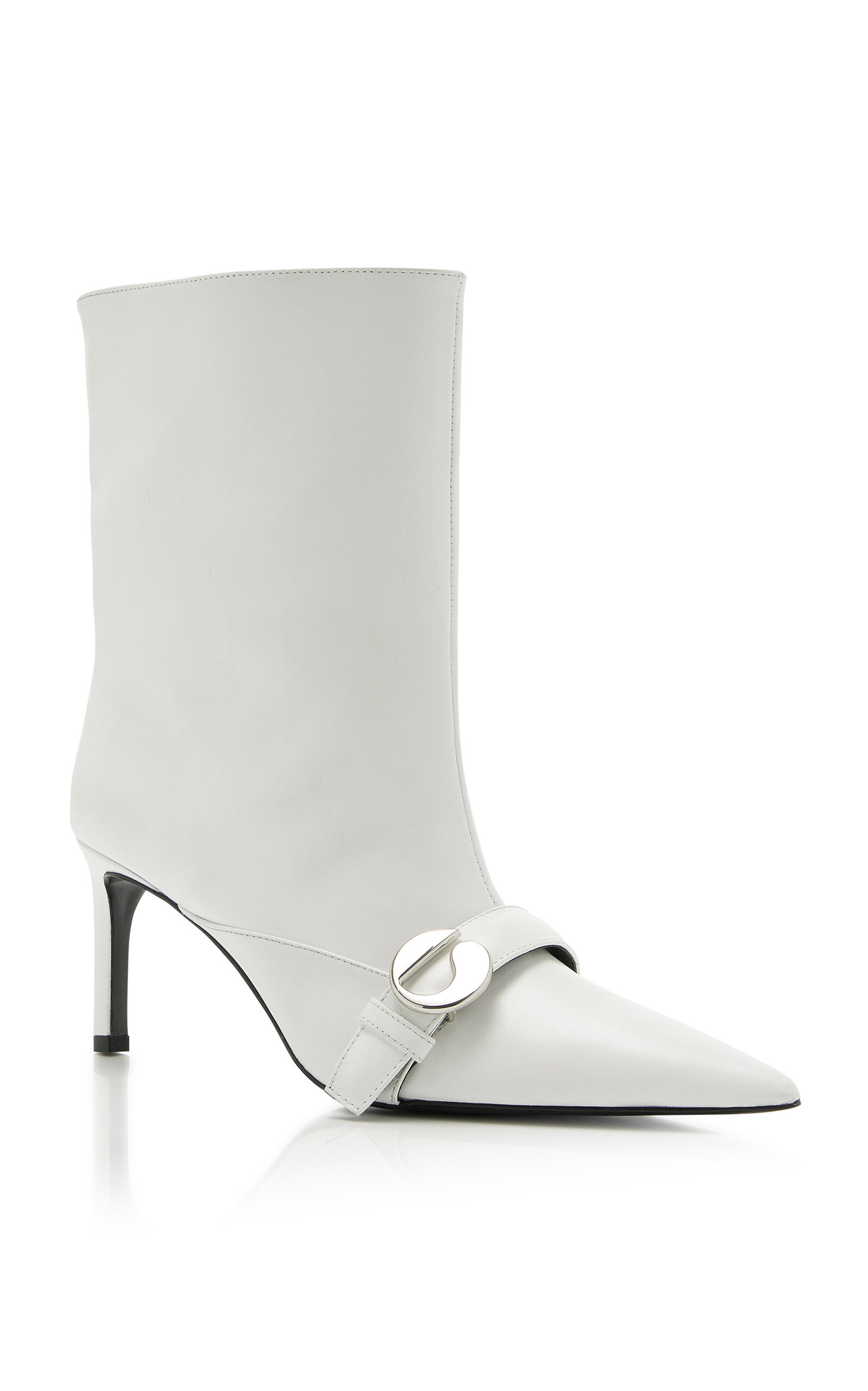 Belt Leather Ankle Boots white - 3