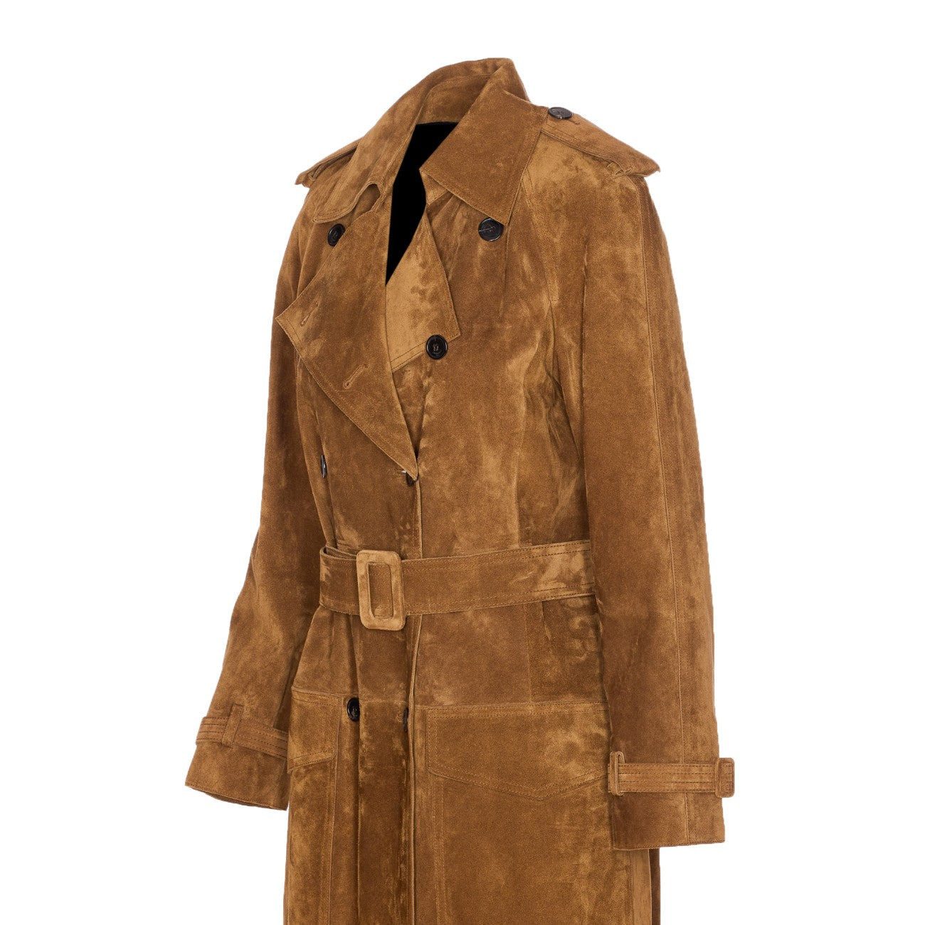 Saint Laurent Women Suede Trench Coat - 3