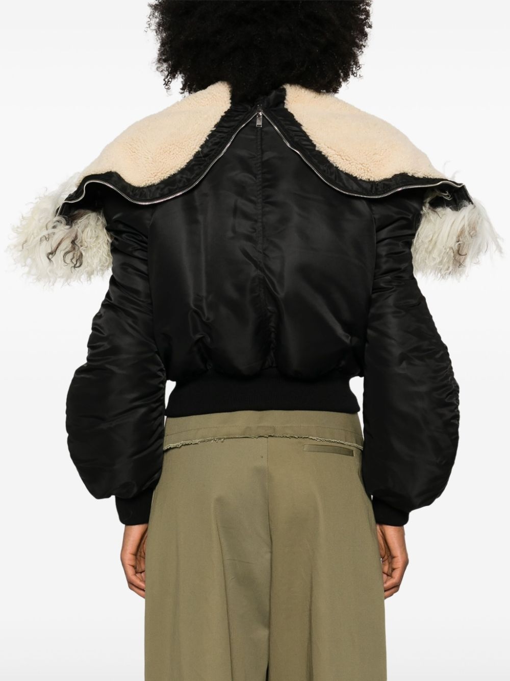 shearling-collar bomber jacket - 4