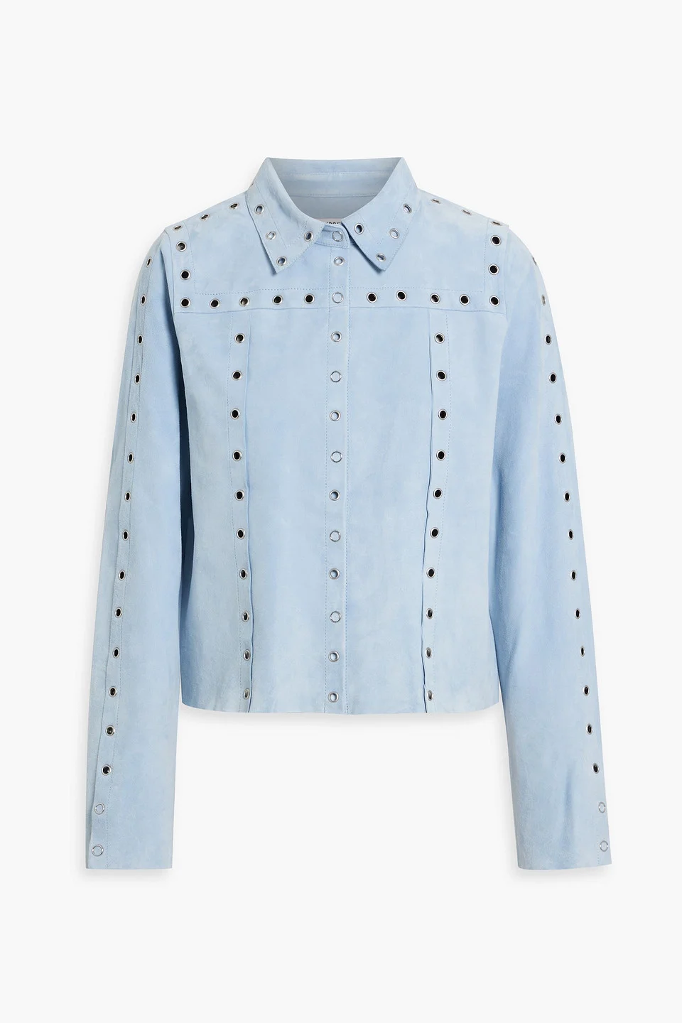 Eyelet-embellished suede shirt - 1