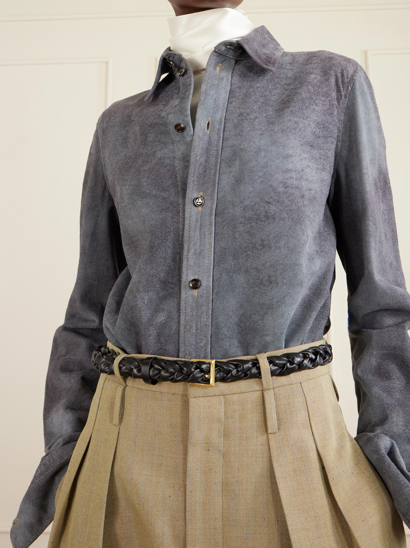 Bottega Veneta Solo Intrecciato Leather Belt outlook
