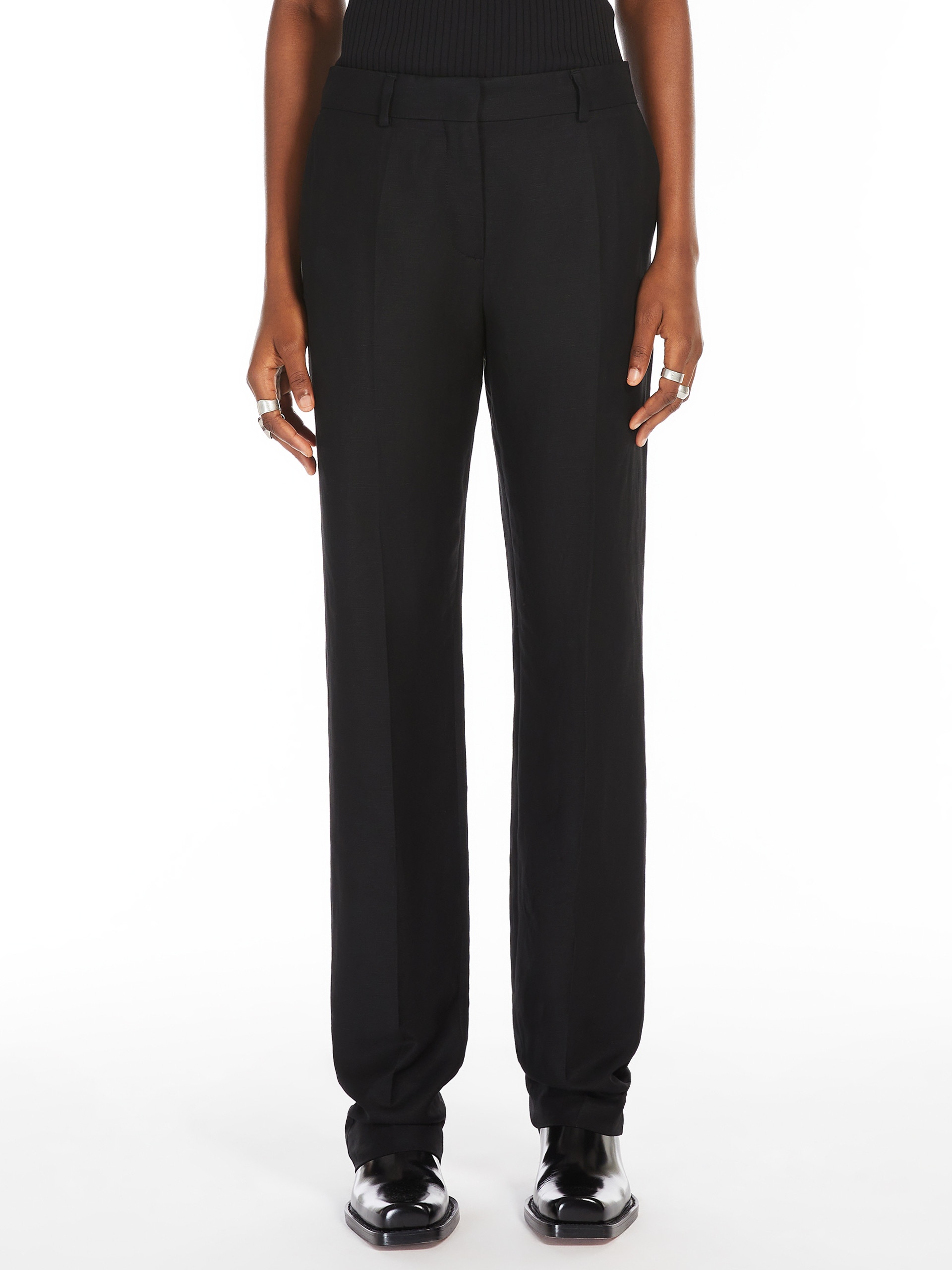 RAOUL Flared viscose and linen twill trousers - 3