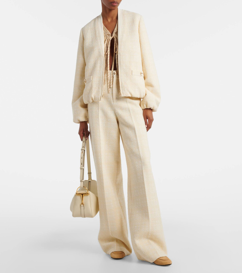 GUCCI Checked cotton-blend tweed wide-leg pants outlook