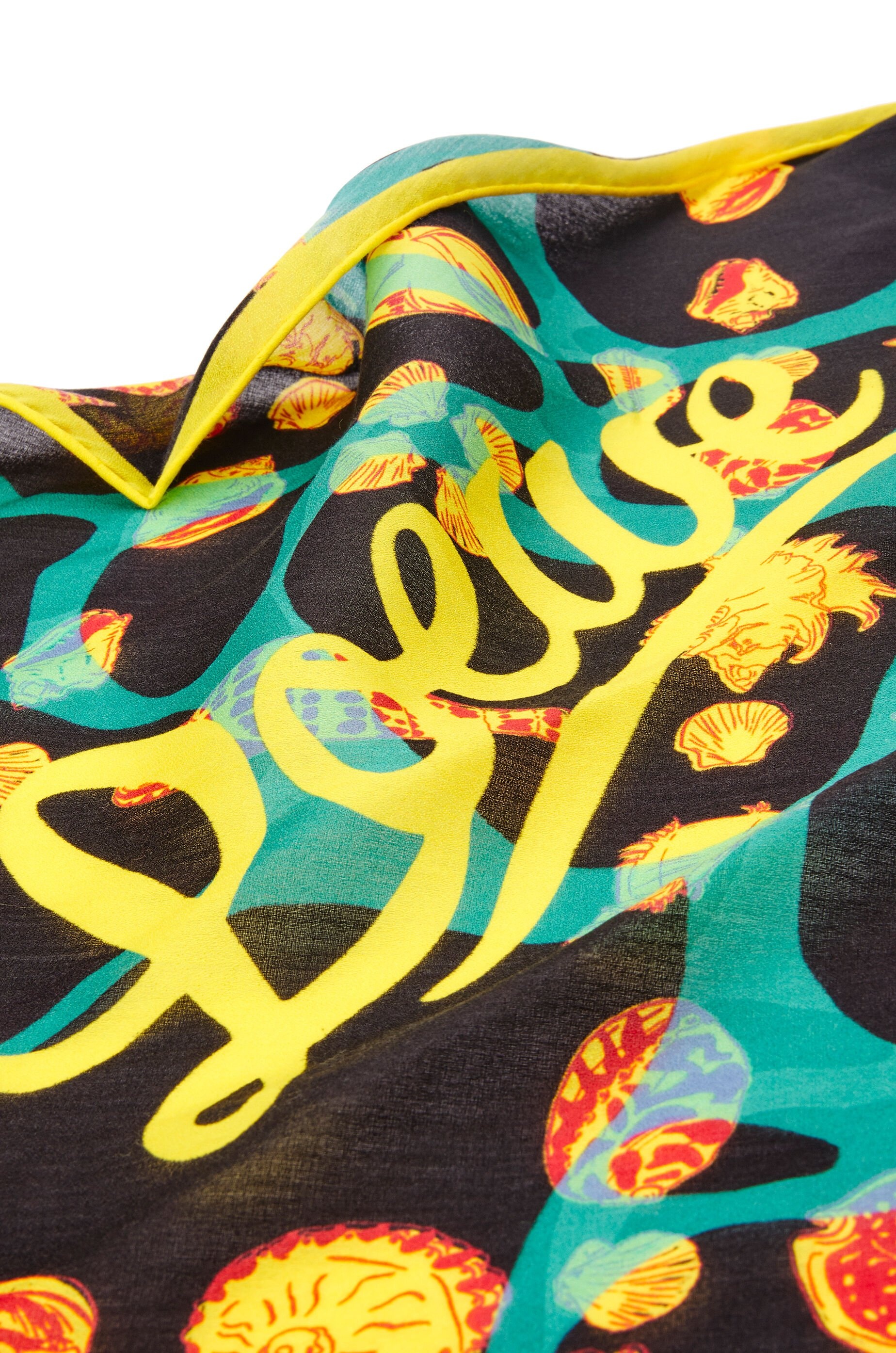 Shell lozenge scarf in cotton and silk - 2