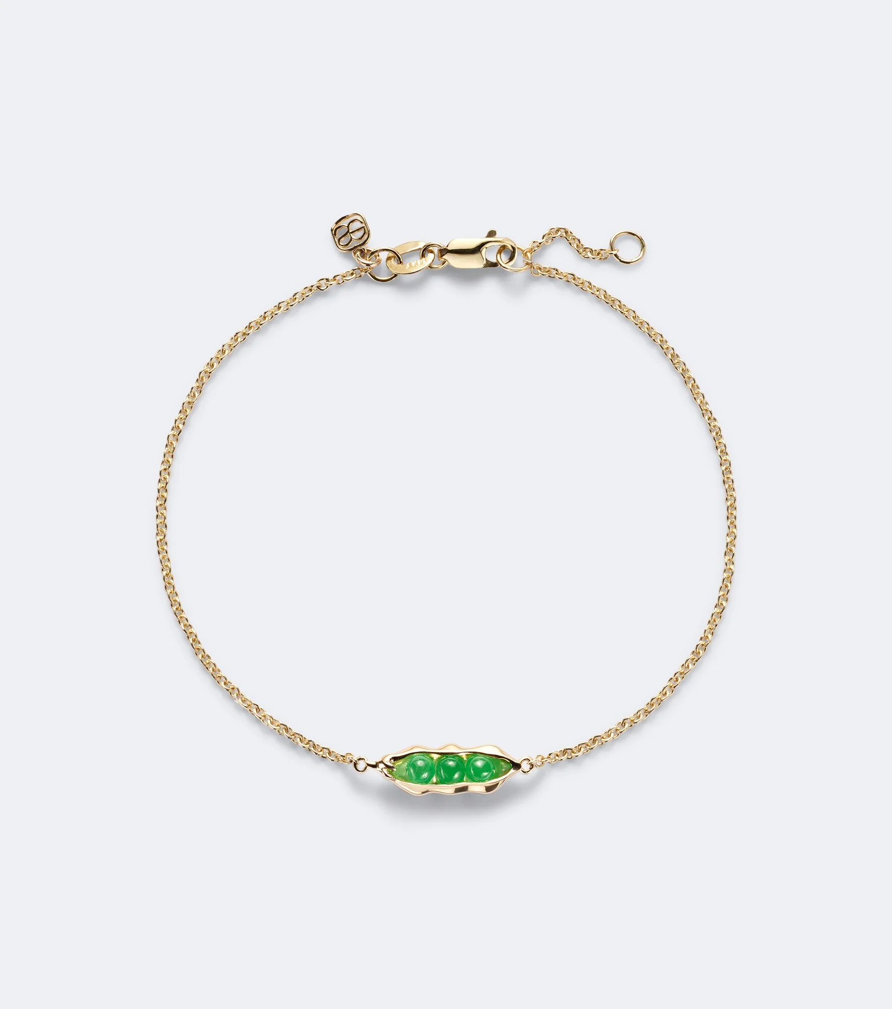 Pea Pod 14kt gold bracelet with jades - 1