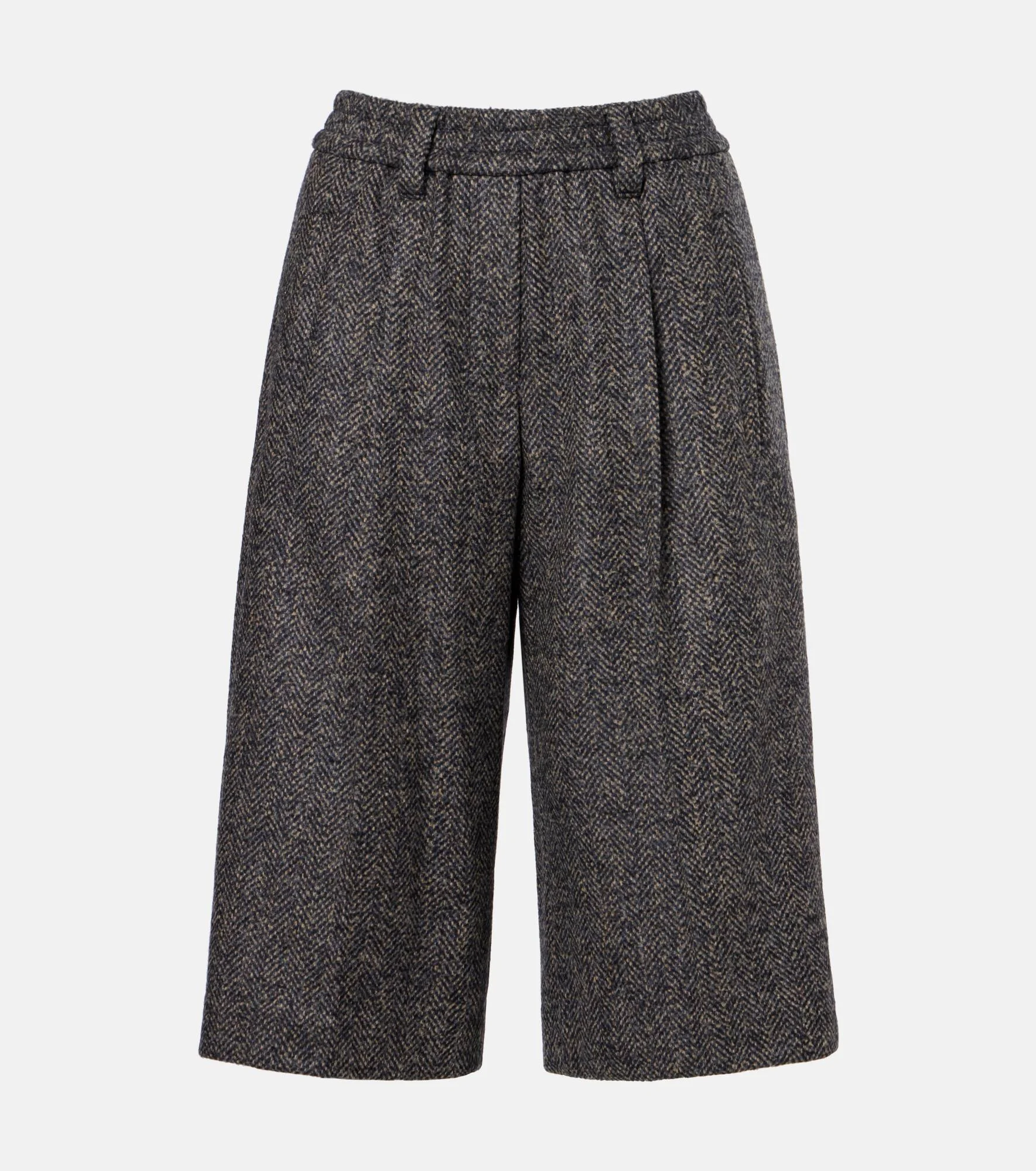 Herringbone wool-blend shorts - 1