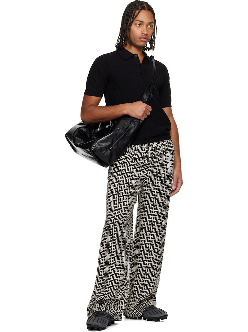 Balmain Black Monogram Knit Polo outlook