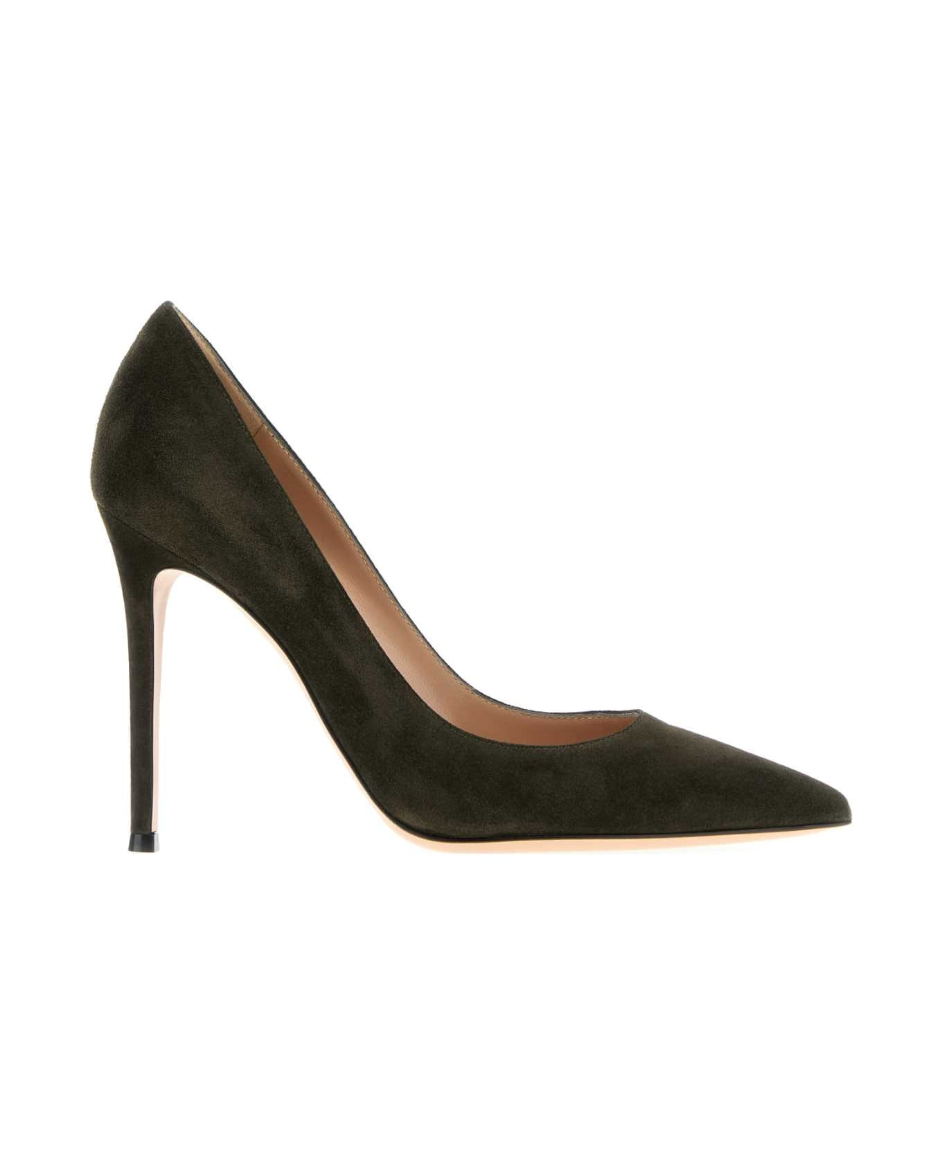 Bottle Green Suede Pumps - 1