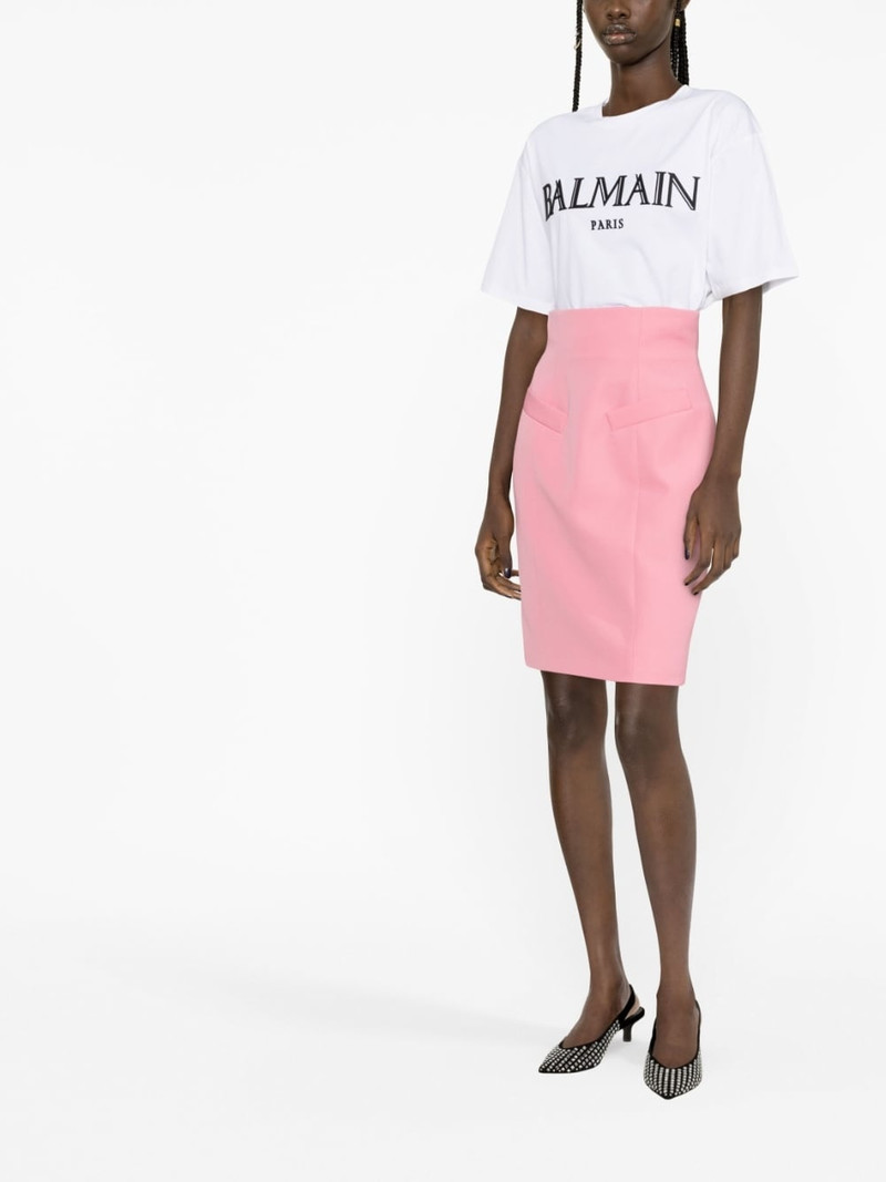 Balmain high-waist wool pencil skirt outlook
