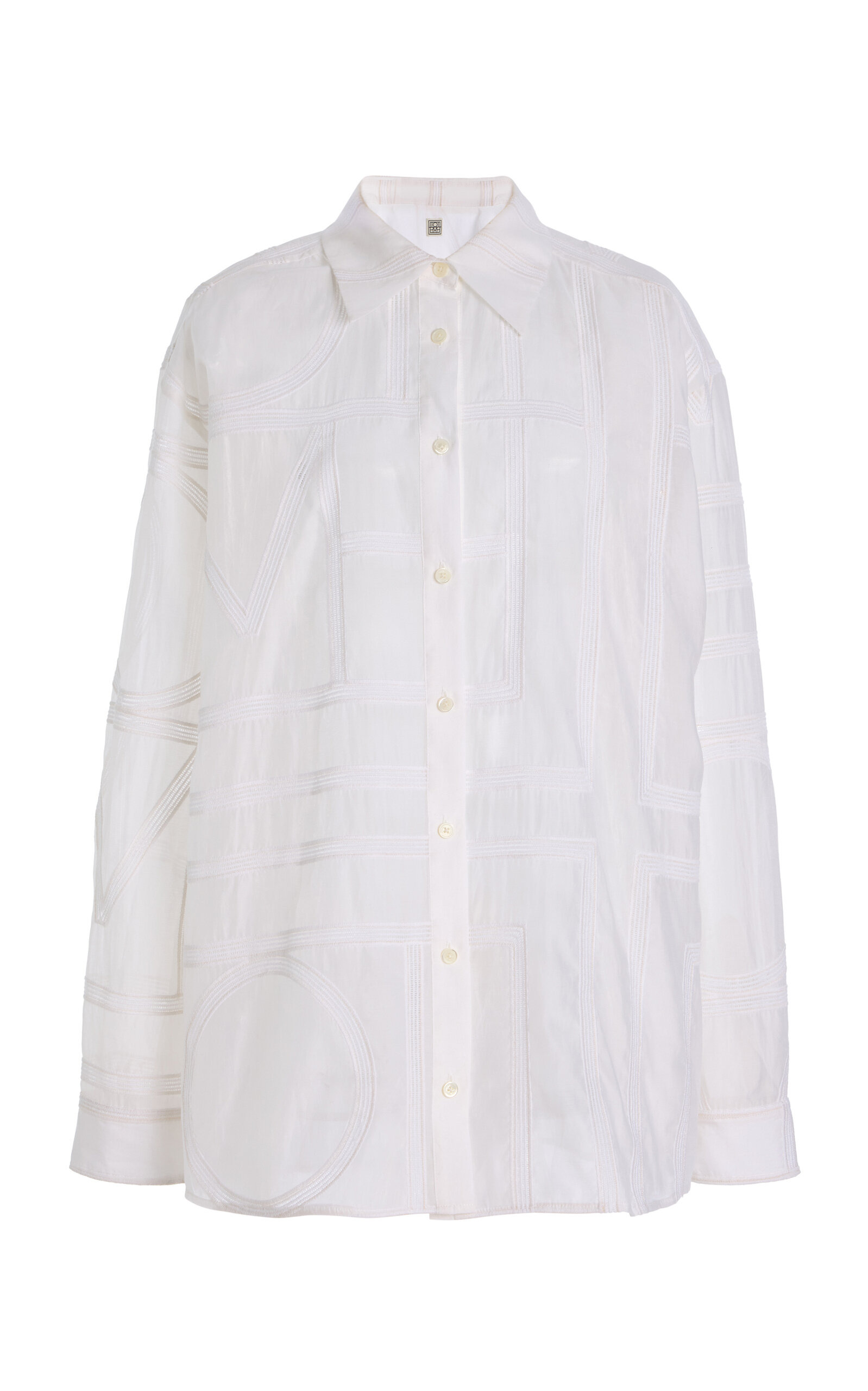 Embroidered Cotton-Silk Shirt white - 1