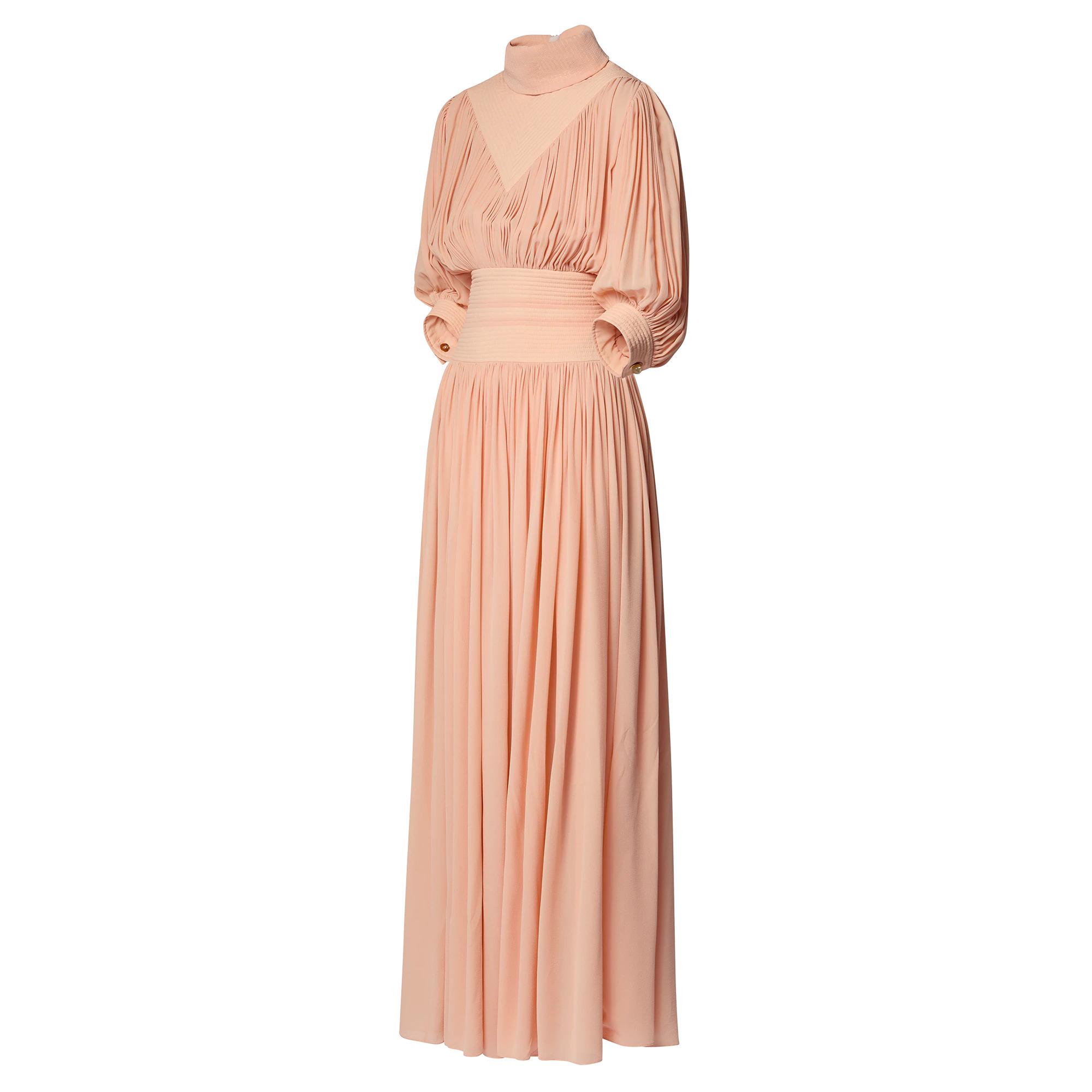 Topstitch Detail Gathered Silk Dress - 2