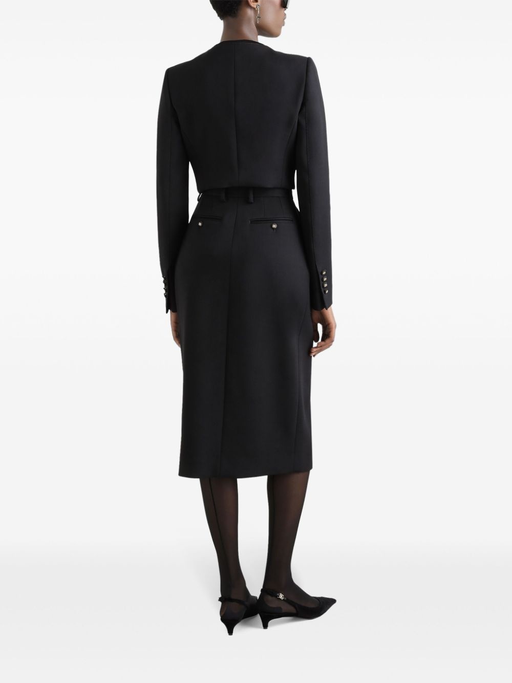 pleat-detail midi skirt - 3