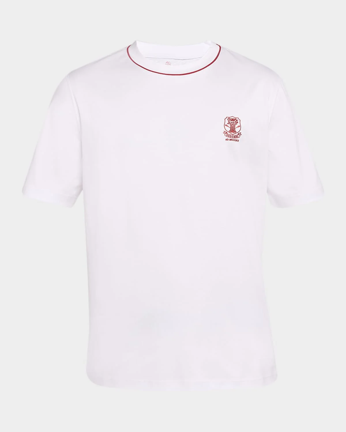 Men's Cotton Logo Crewneck T-Shirt with Piping - 1
