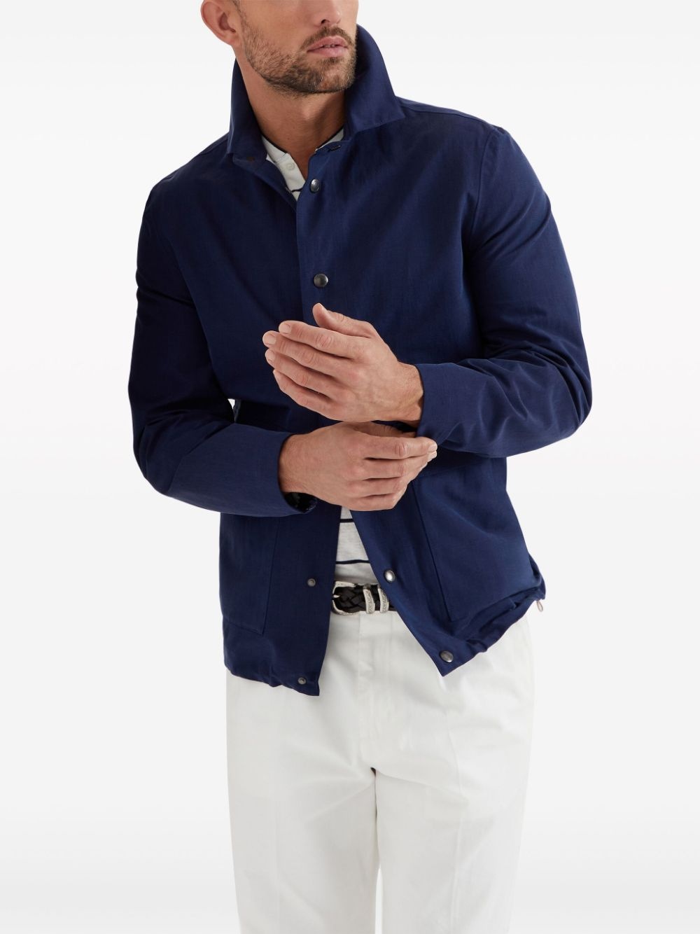 linen-silk shirt jacket - 5