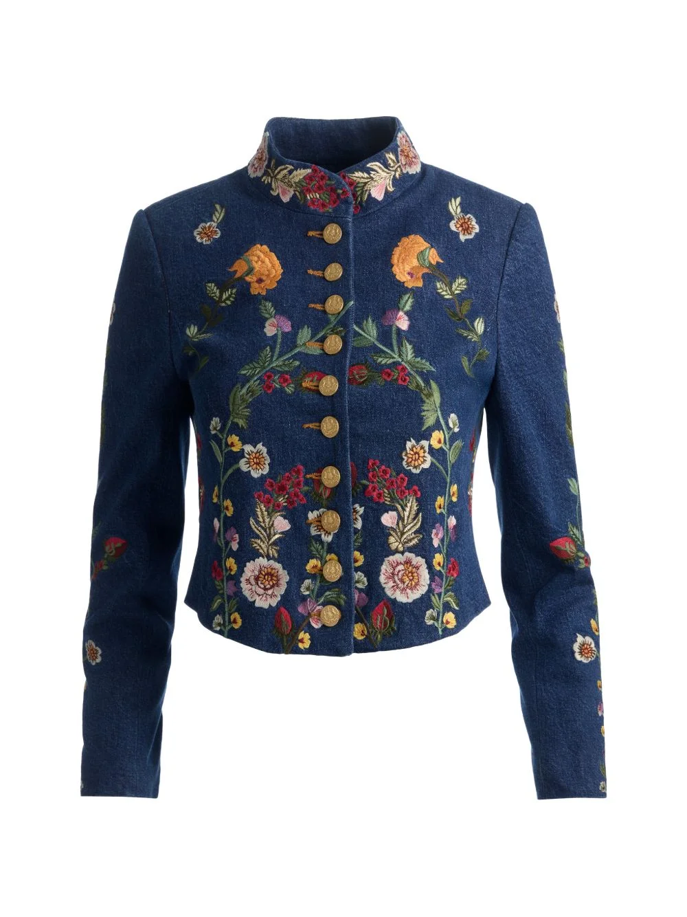 Emmerson floral-embroidered buttoned denim jacket - 1