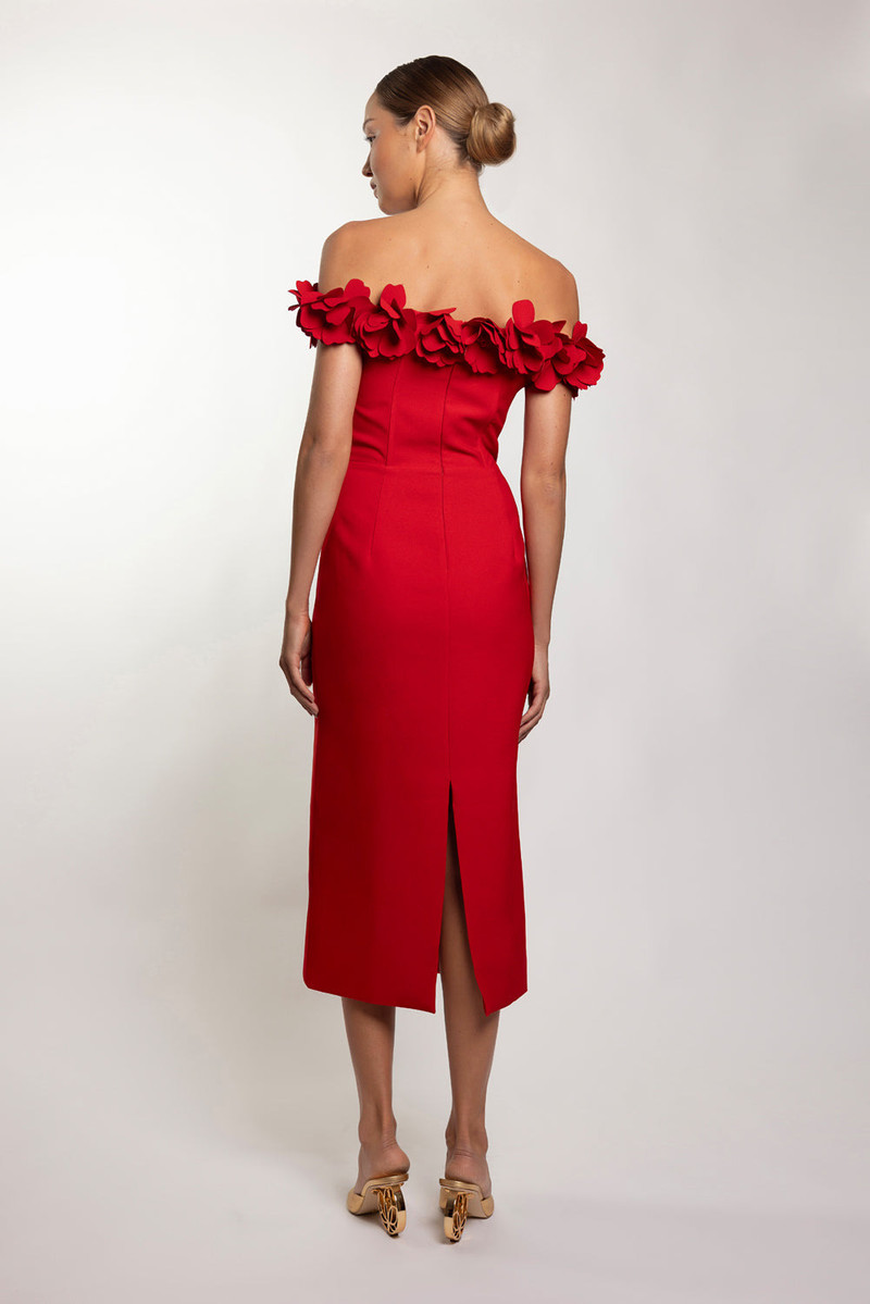 LIGHT SPOT CREPE MIDI DRESS 5