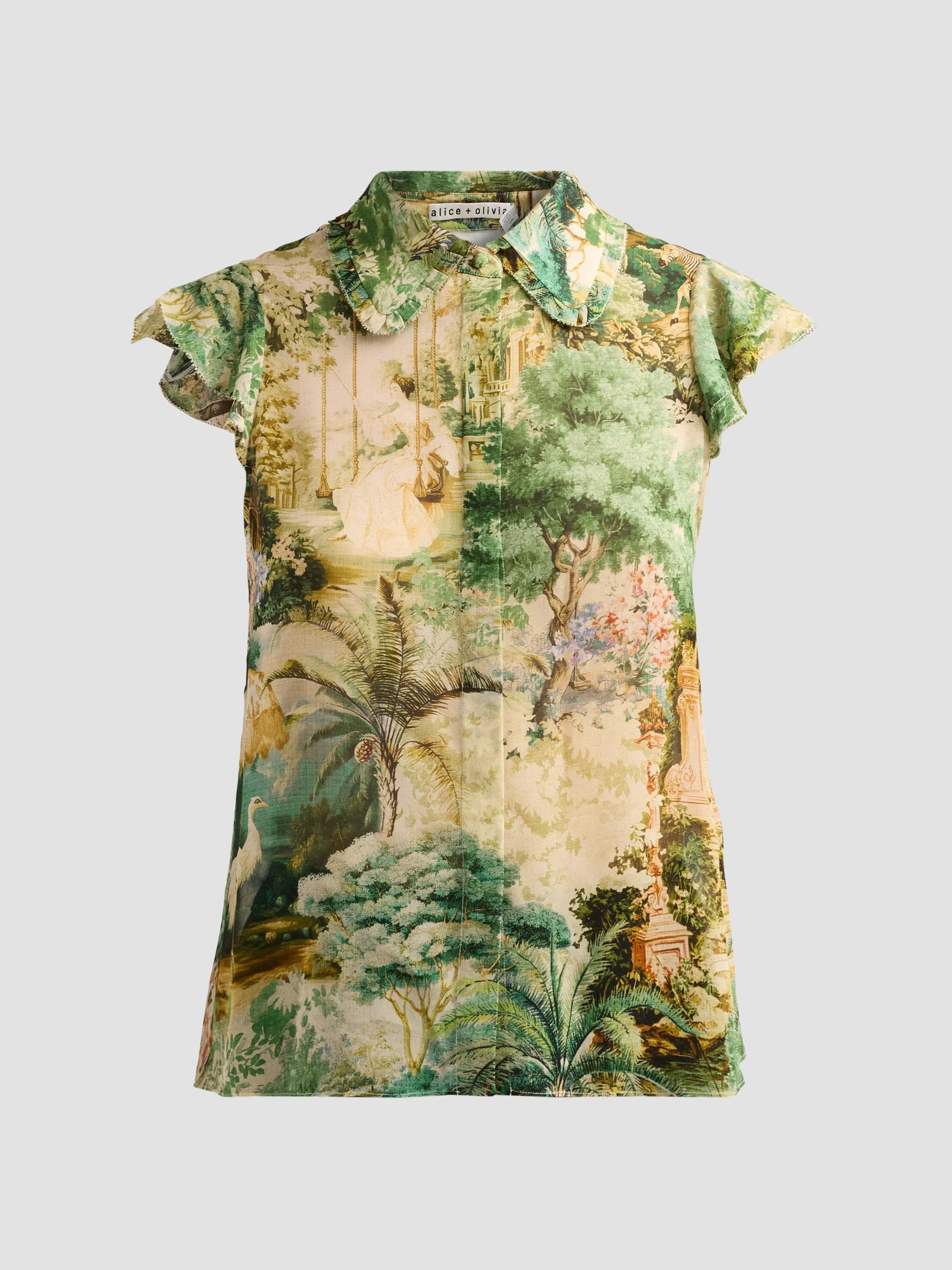 Women's Martel Scenic Flutter-Sleeve Blouse - Terrain - 1