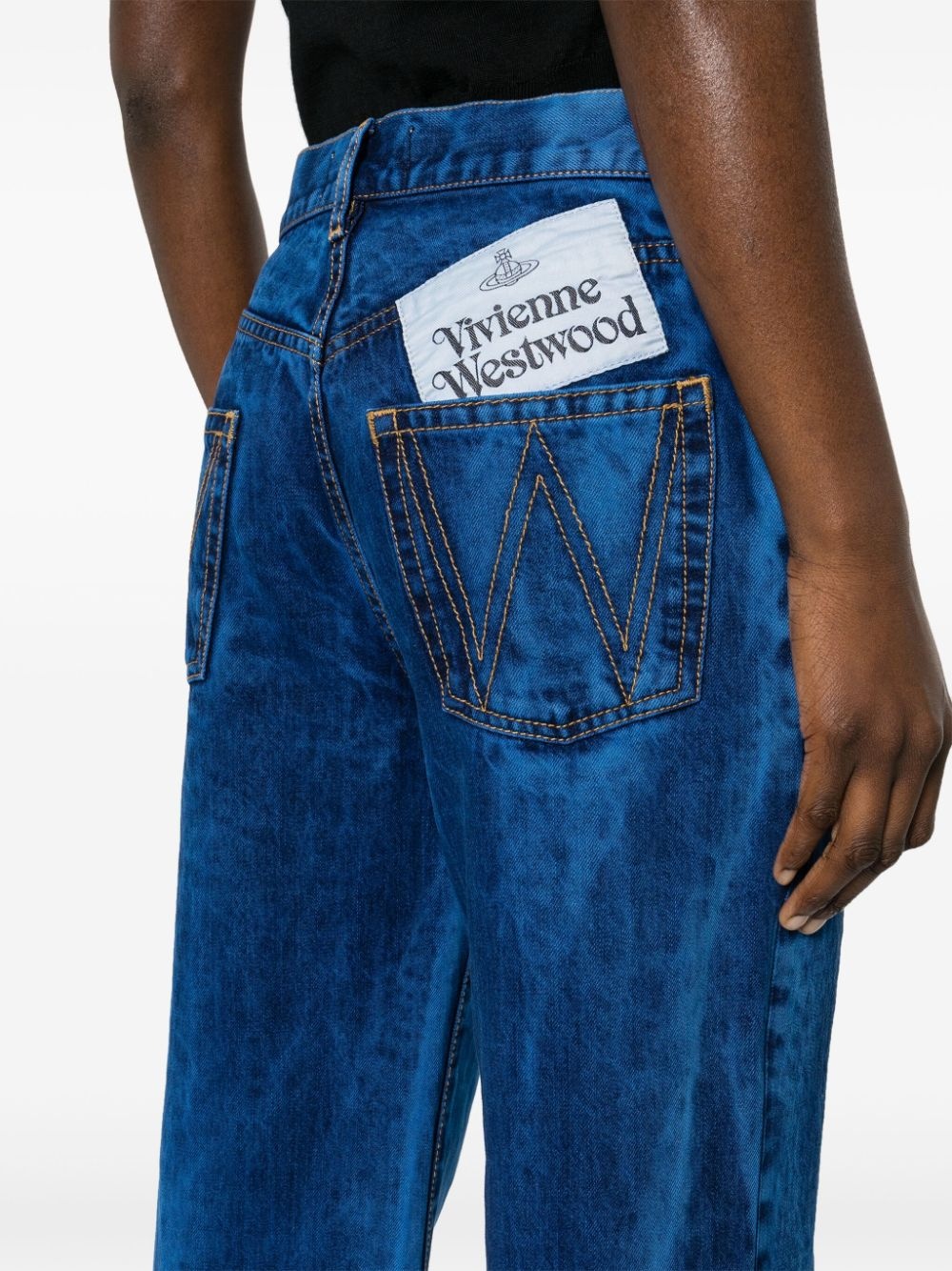 VIVIENNE WESTWOOD RAY LOGO HIGH RISE STRAIGHT JEANS