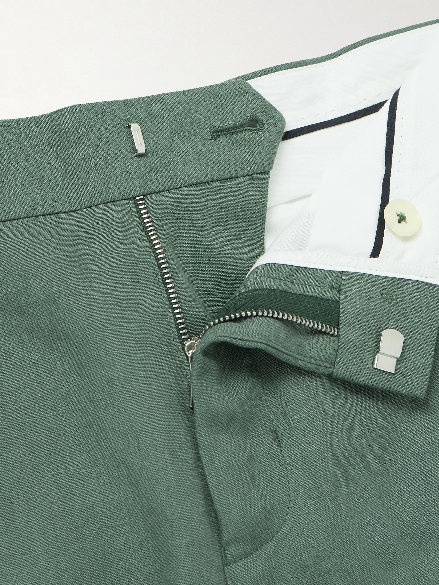 Norwich Straight-Leg Linen Shorts Green - 6