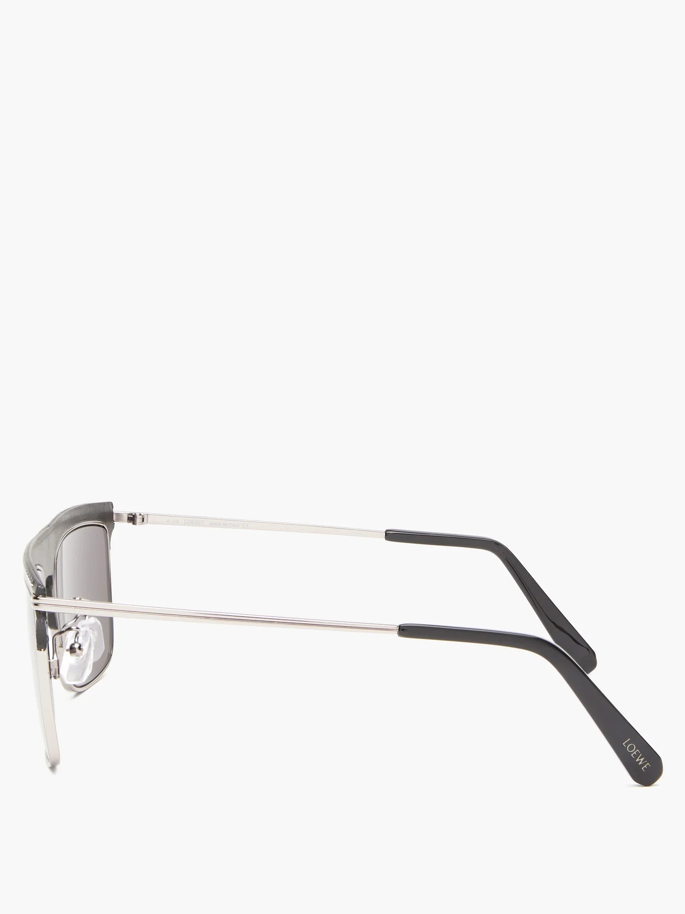 D-frame metal and leather sunglasses - 4