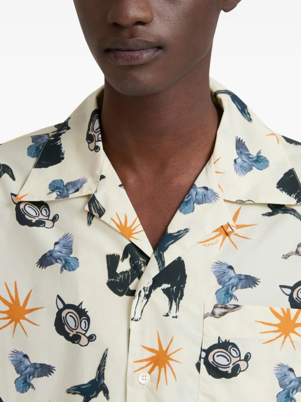 MARNI - Men Print Poplin Bowling Shirt - 4