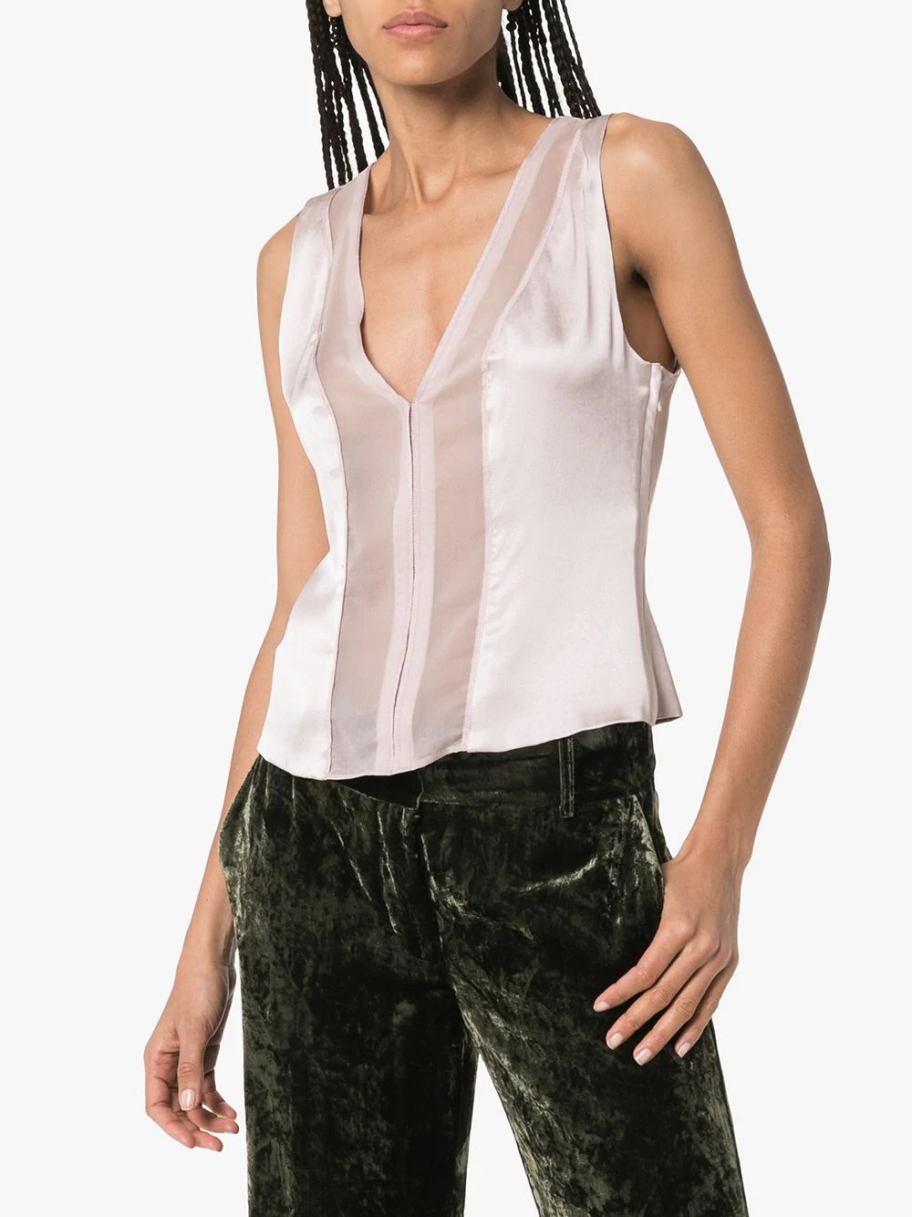 sheer panel tank top - 3