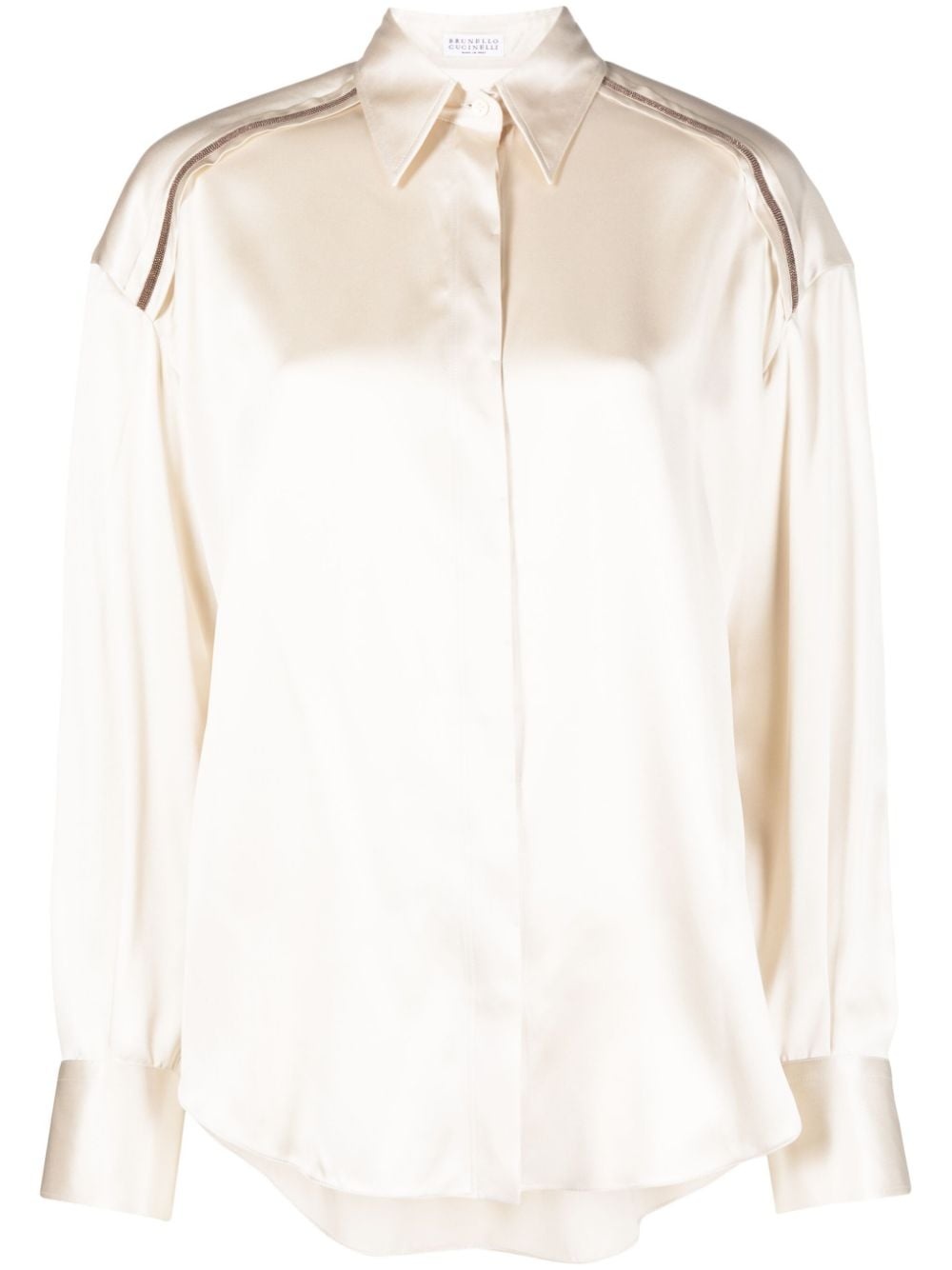 Monili-embellished satin shirt - 1