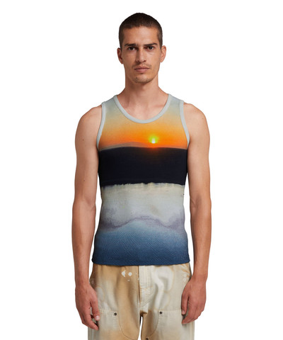 MSGM Tank top in ribbed jeresy with "Tanzanian gaze sunset" print outlook