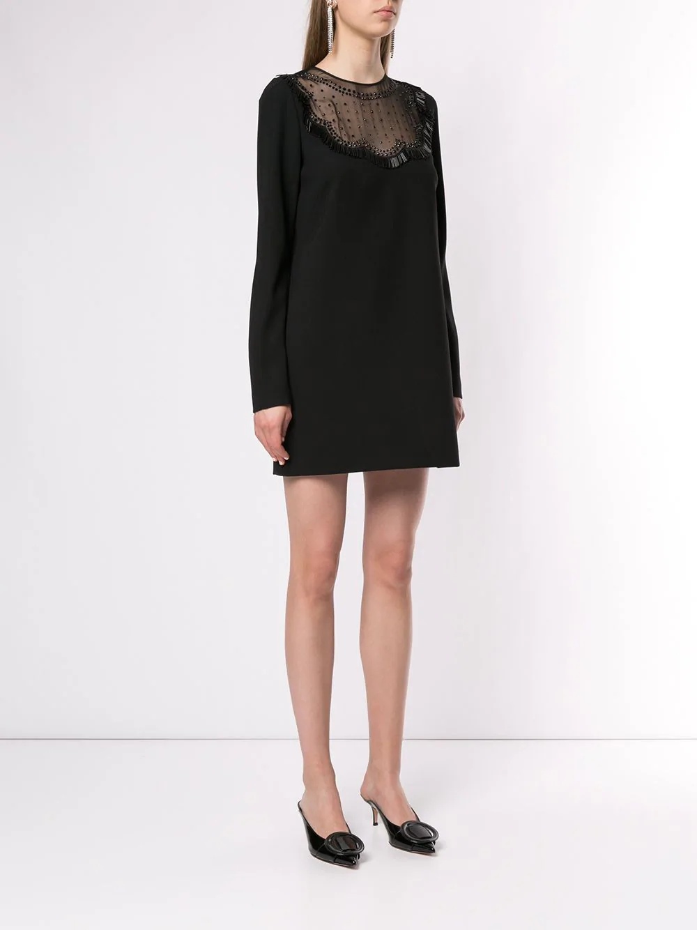 lace-panel dress - 3