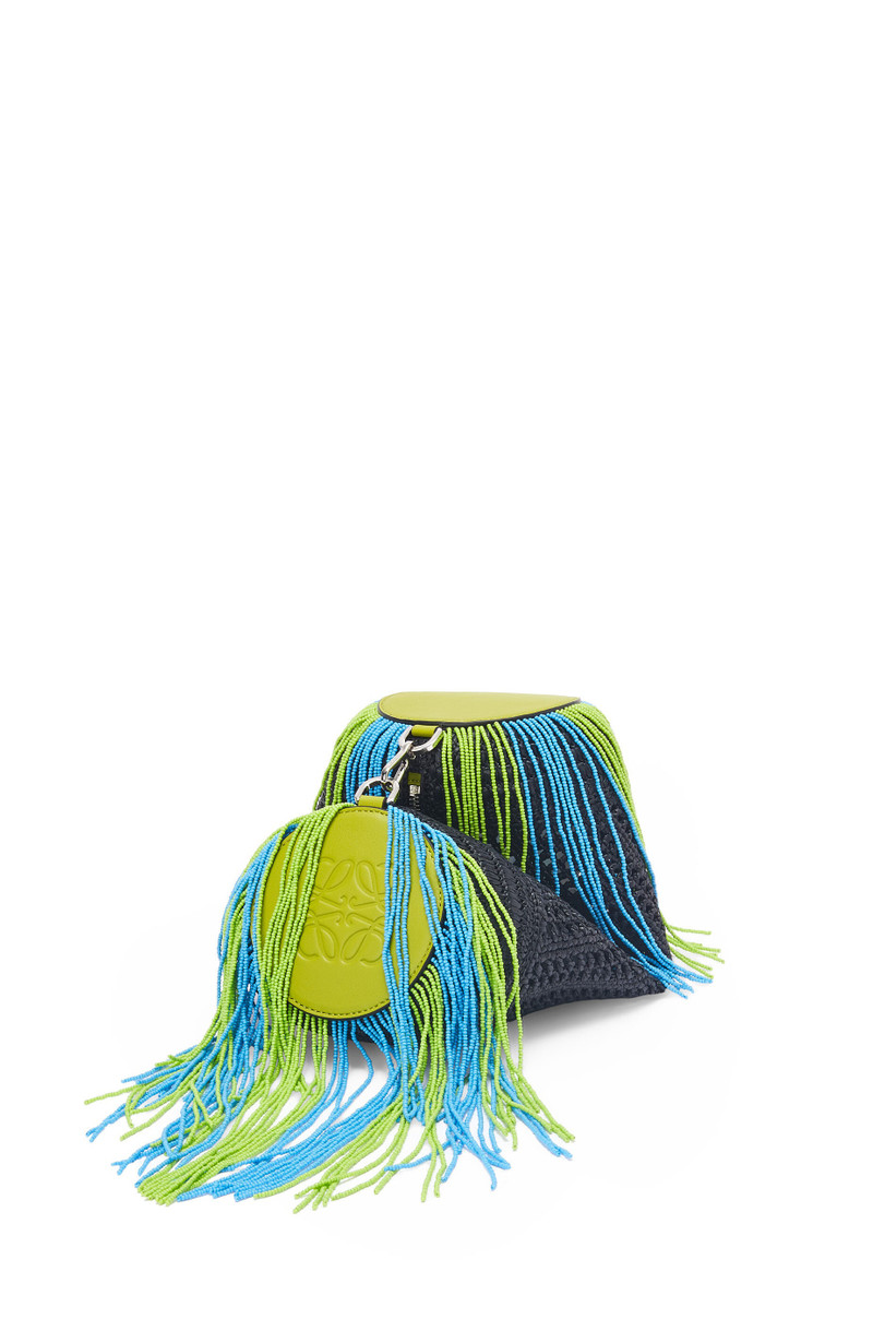 Bracelet pouch in raffia and classic calfskin 1