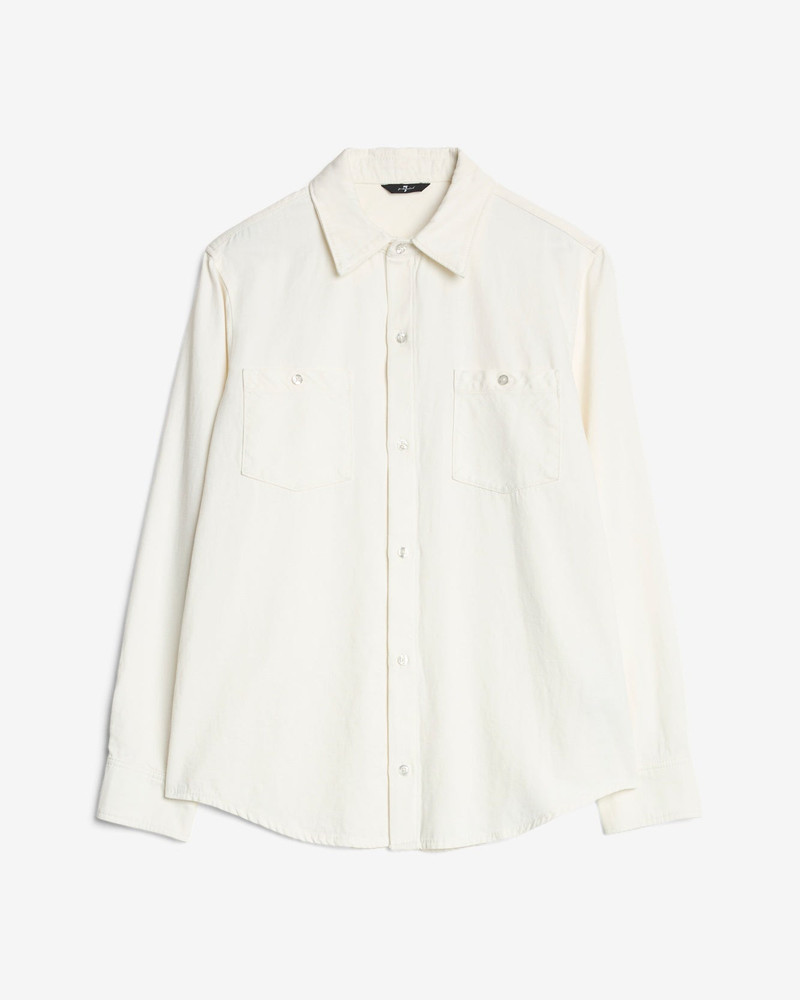 Denim Linen Overshirt in White 1