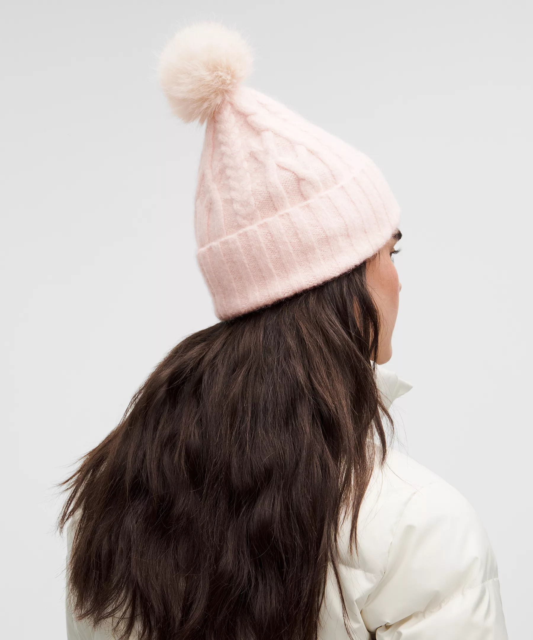 Women's Alpaca Wool-Blend Cable-Knit Pom Beanie - 3