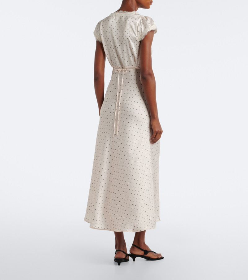 Mina lace-trimmed polka-dot satin midi dress 6