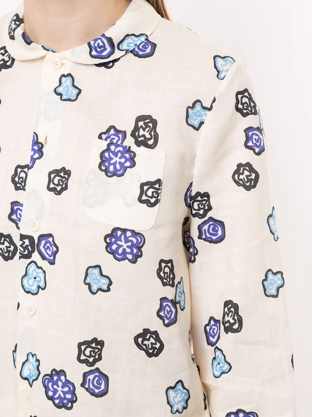 floral print cropped shirt - 5