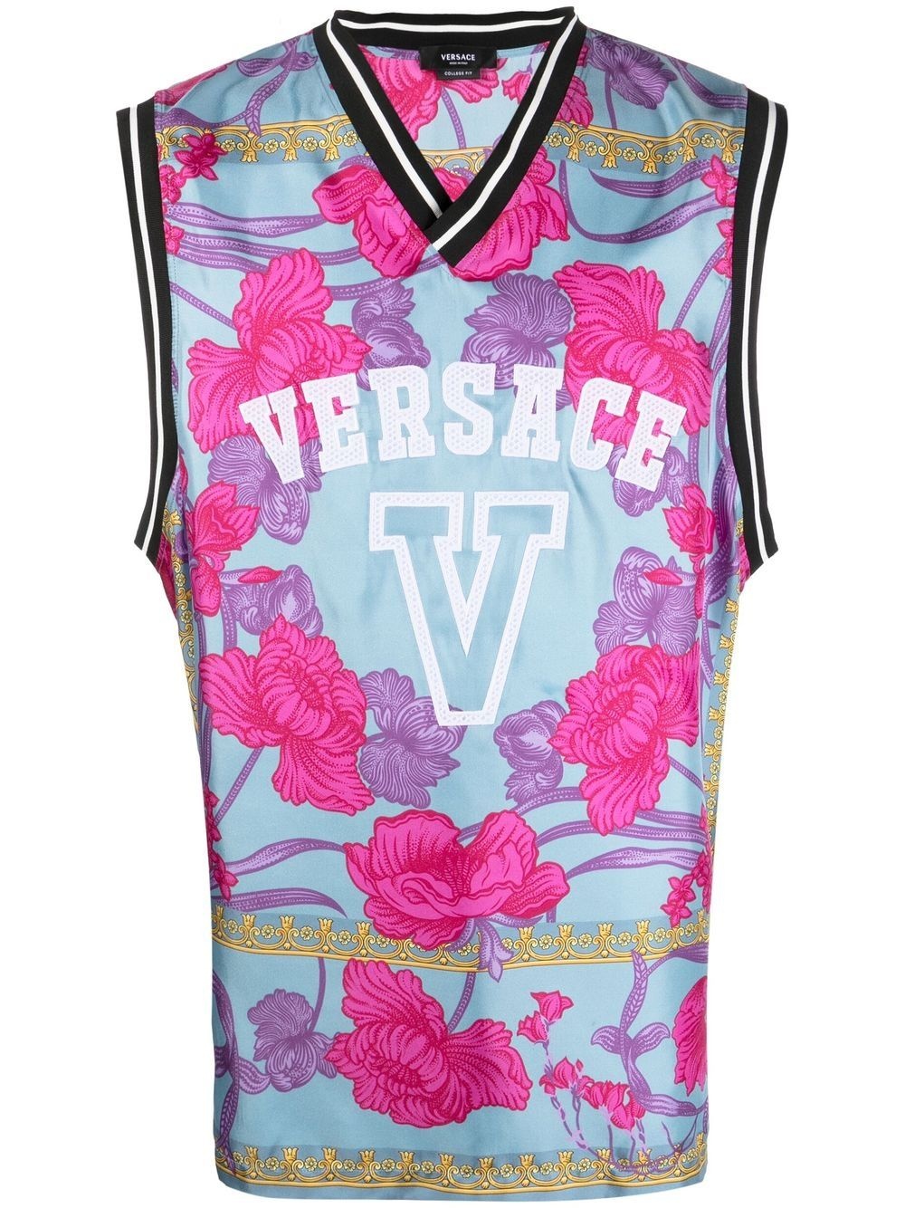 floral-print logo vest top - 1