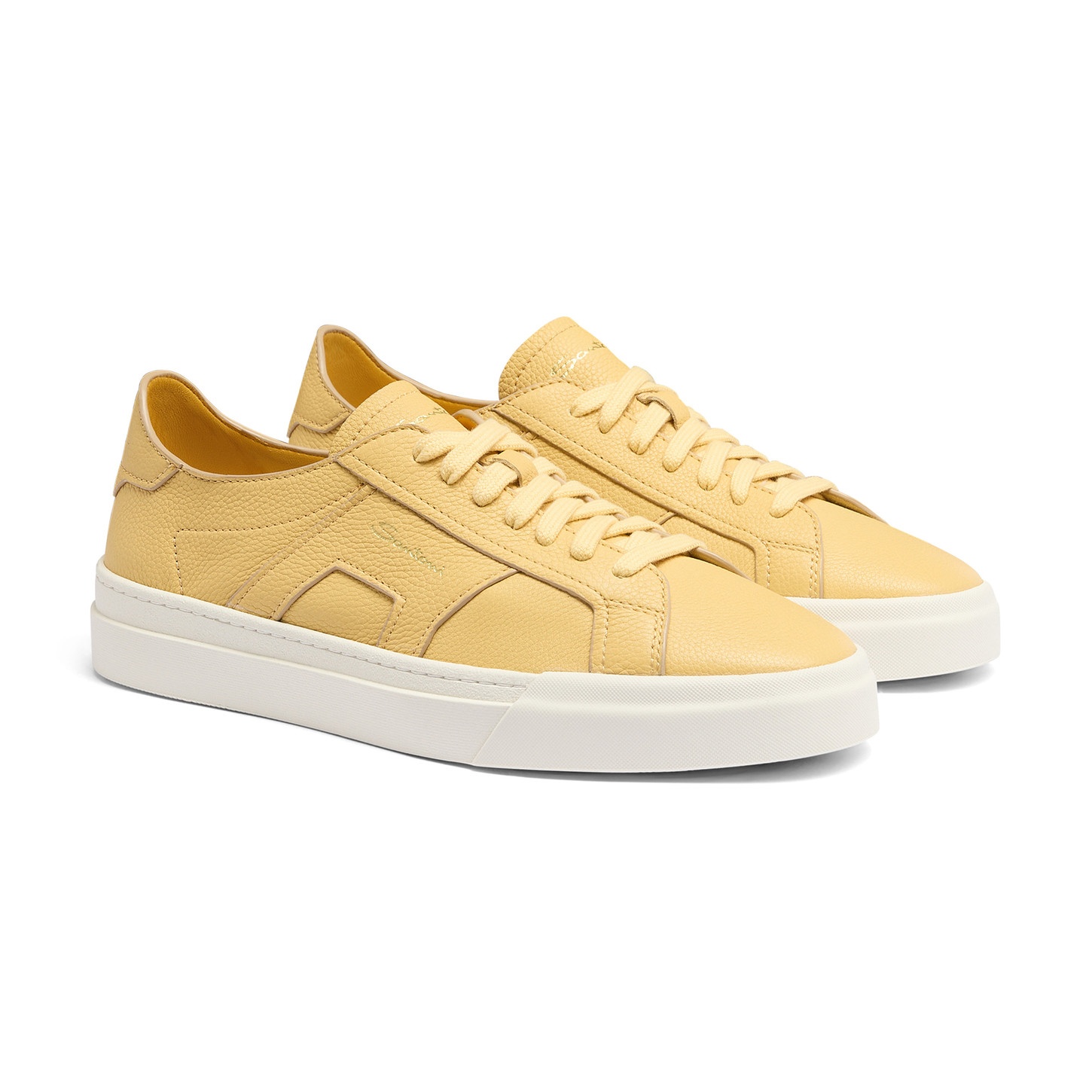Men's yellow tumbled leather Double Buckle Sneaker - 3