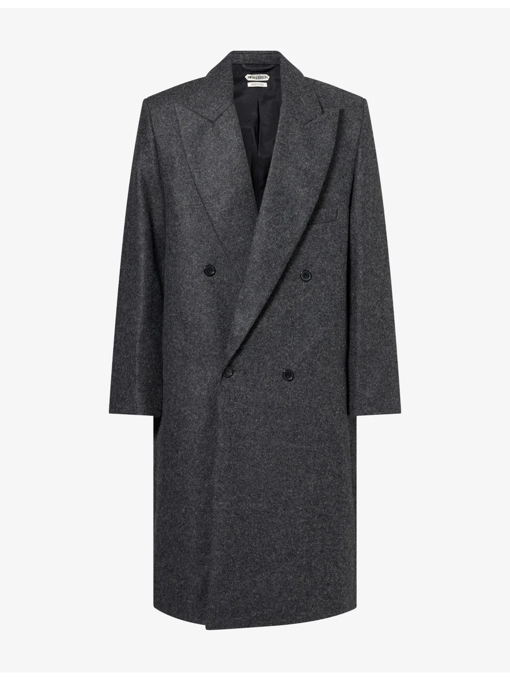 Peak-Lapel Double-Breasted Wool Coat - 1