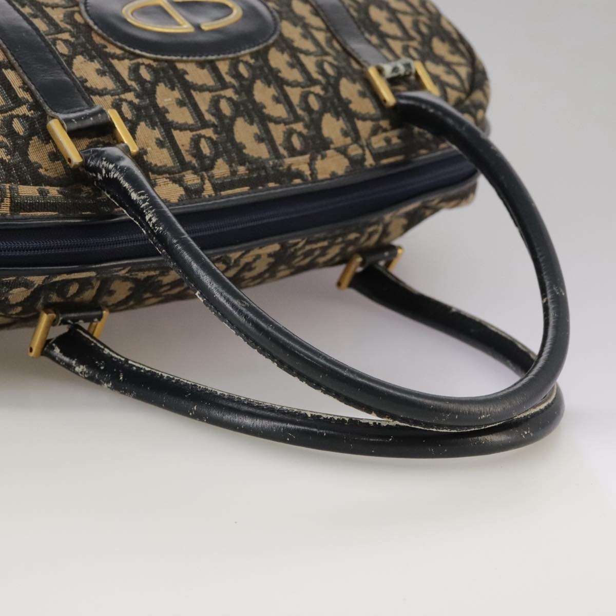 DIOR Trotter Canvas Hand Bag Navy Gold - 7