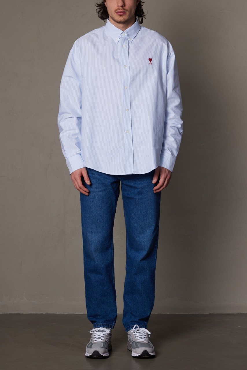 BOXY FIT SHIRT SKY BLUE/NATURAL WHITE - 2