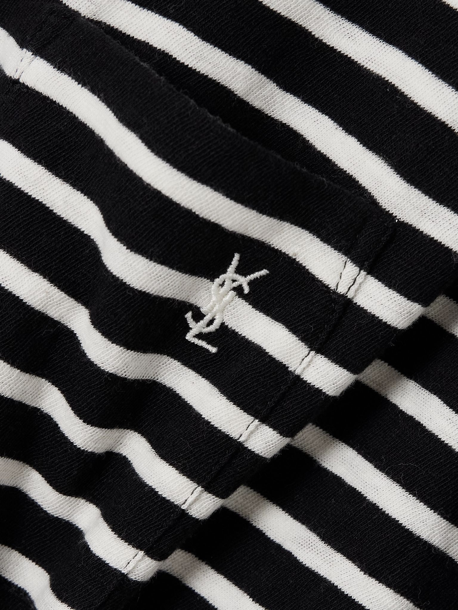 Embroidered striped cotton-jersey T-shirt Black - 5
