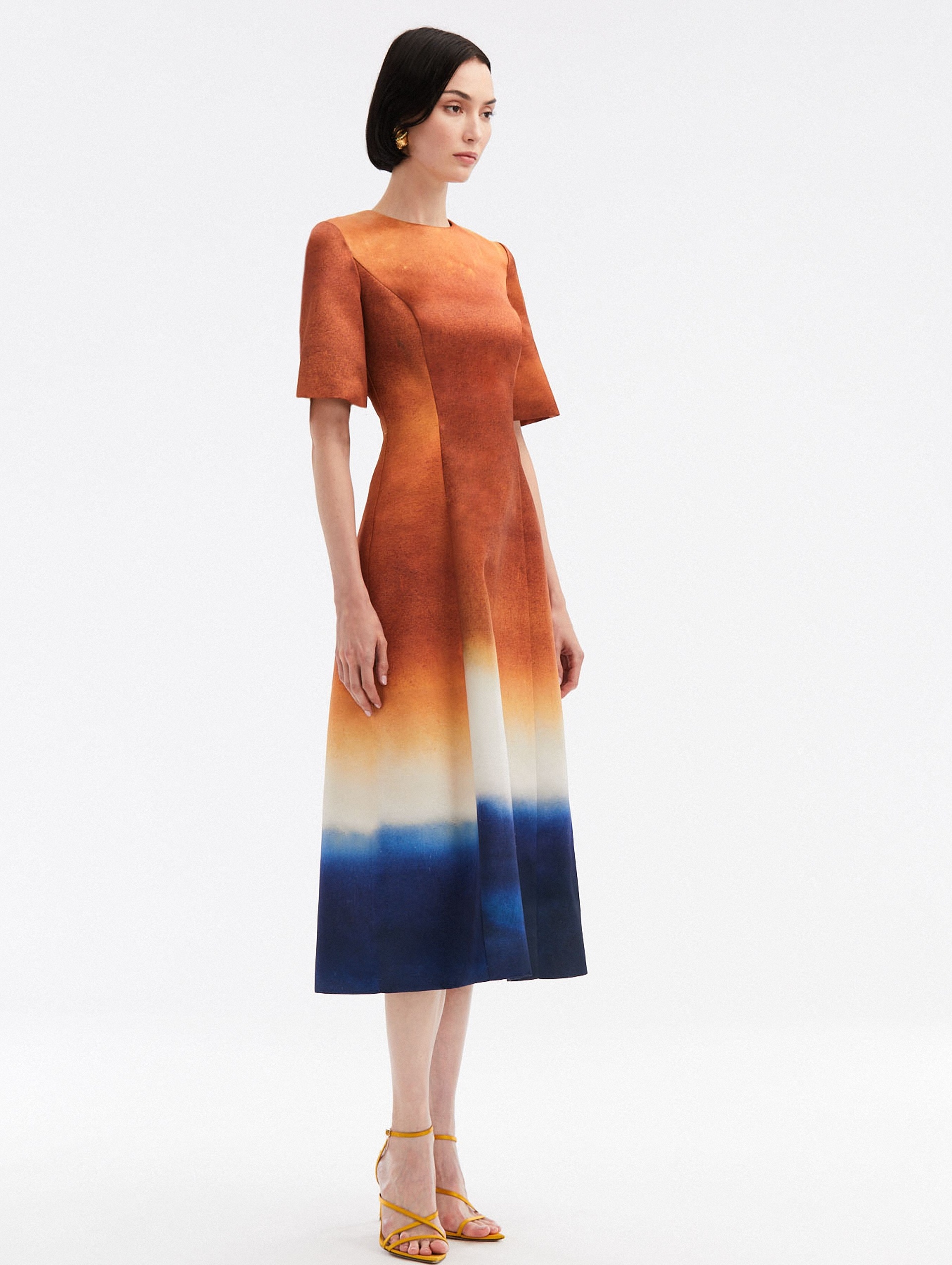ABSTRACT OMBRÉ SATIN DRESS - 3