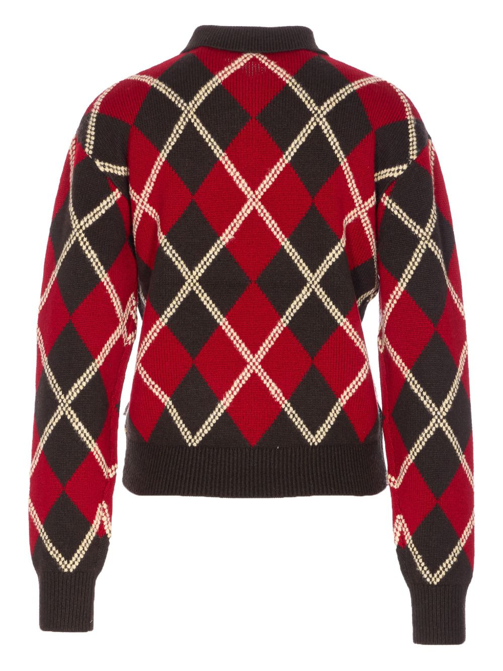 diamond-pattern polo sweater - 2