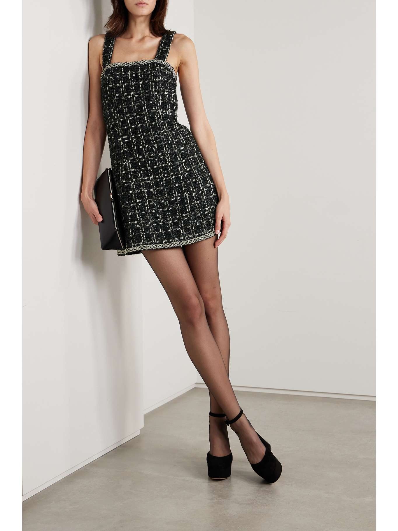 Liran crystal-embellished metallic tweed mini dress - 2