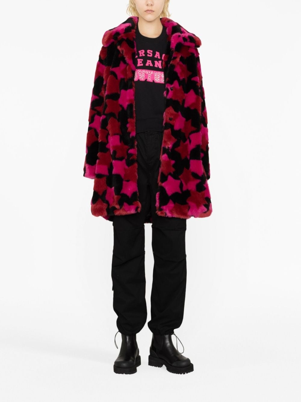 star-print button-up coat - 2