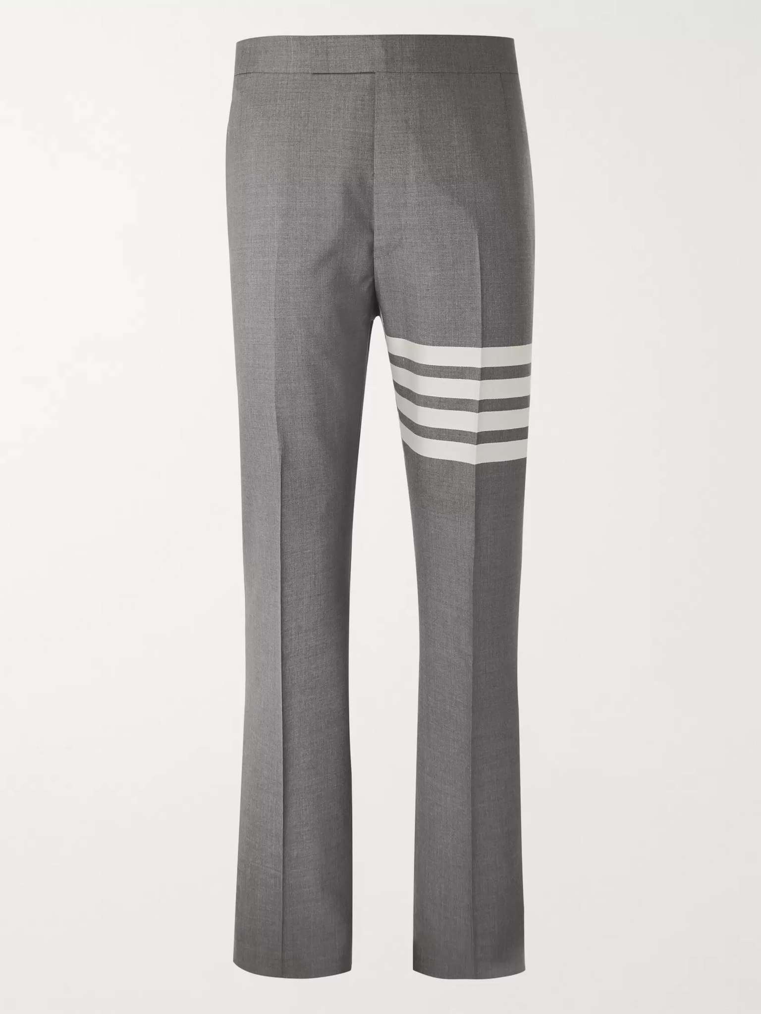 Grey Slim-Fit Tapered Striped Wool Suit Trousers - 1