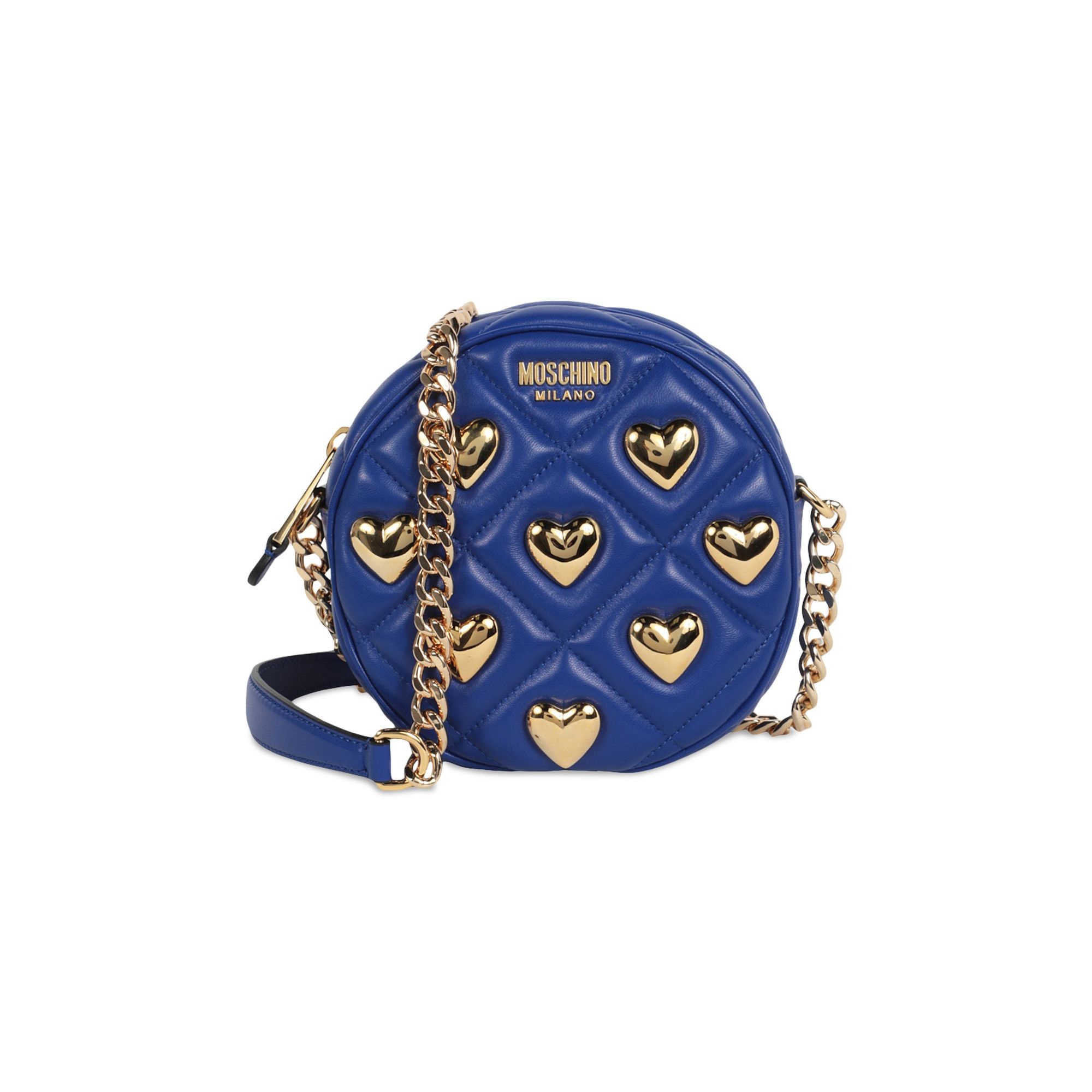 Moschino Heart Studs Quilted Crossbody Bag 'Blue' - 1
