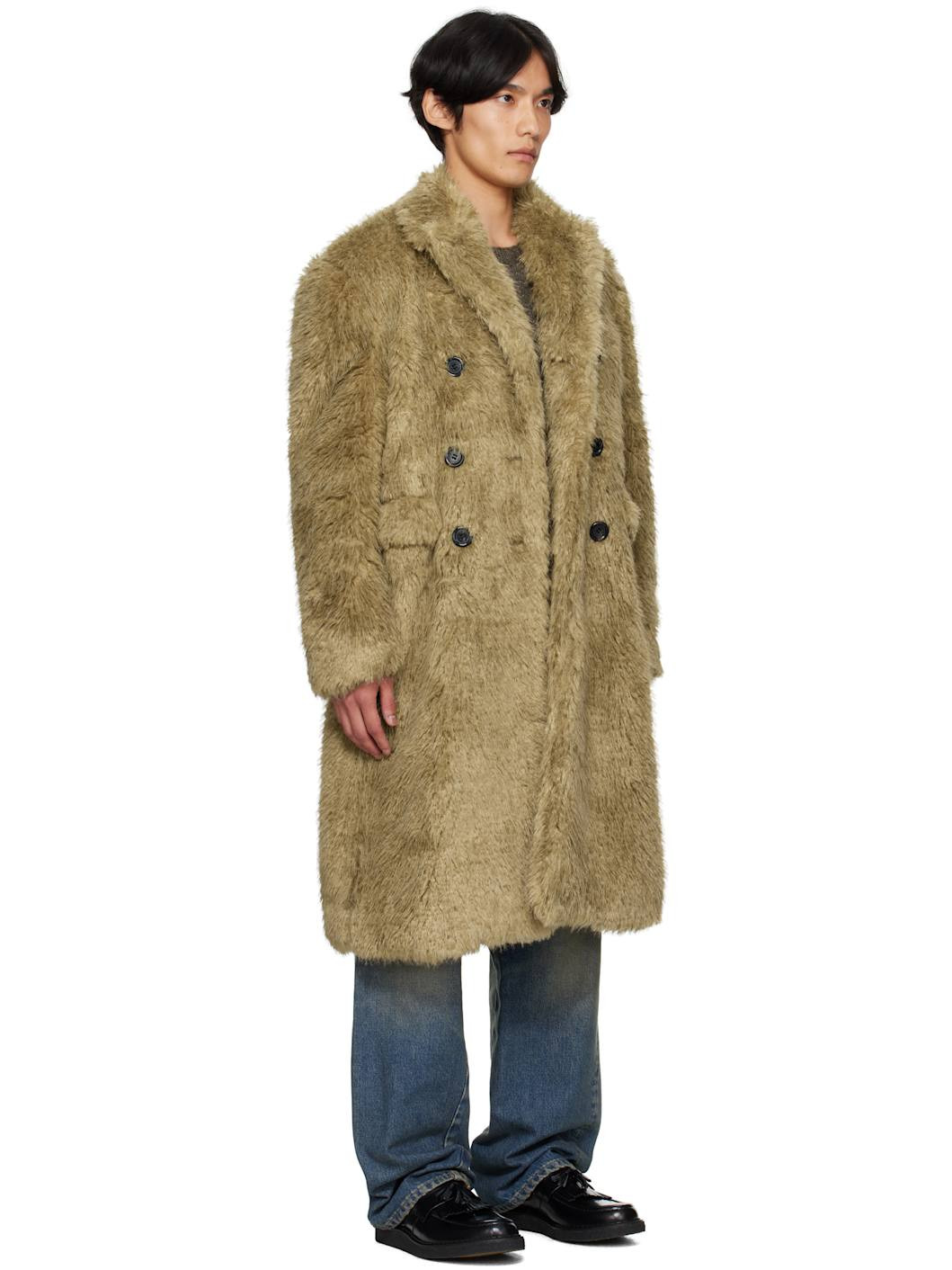 Beige Fields Buttons Faux-Fur Coat - 2